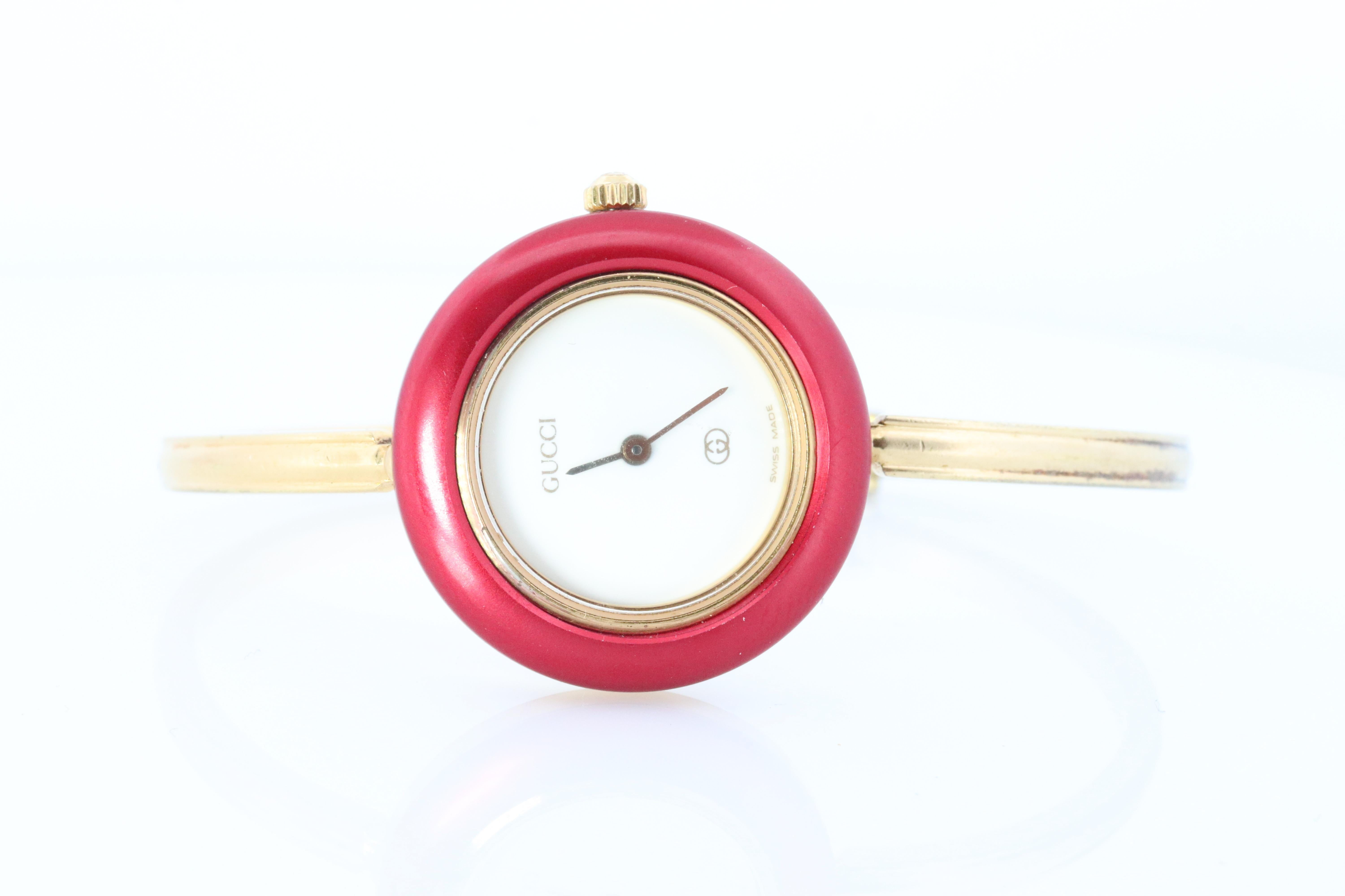 Vintage GUCCI Quarz 1100L Uhr Farbe Bezels Gucci Damen Armreif Armbanduhr, Vintage 3