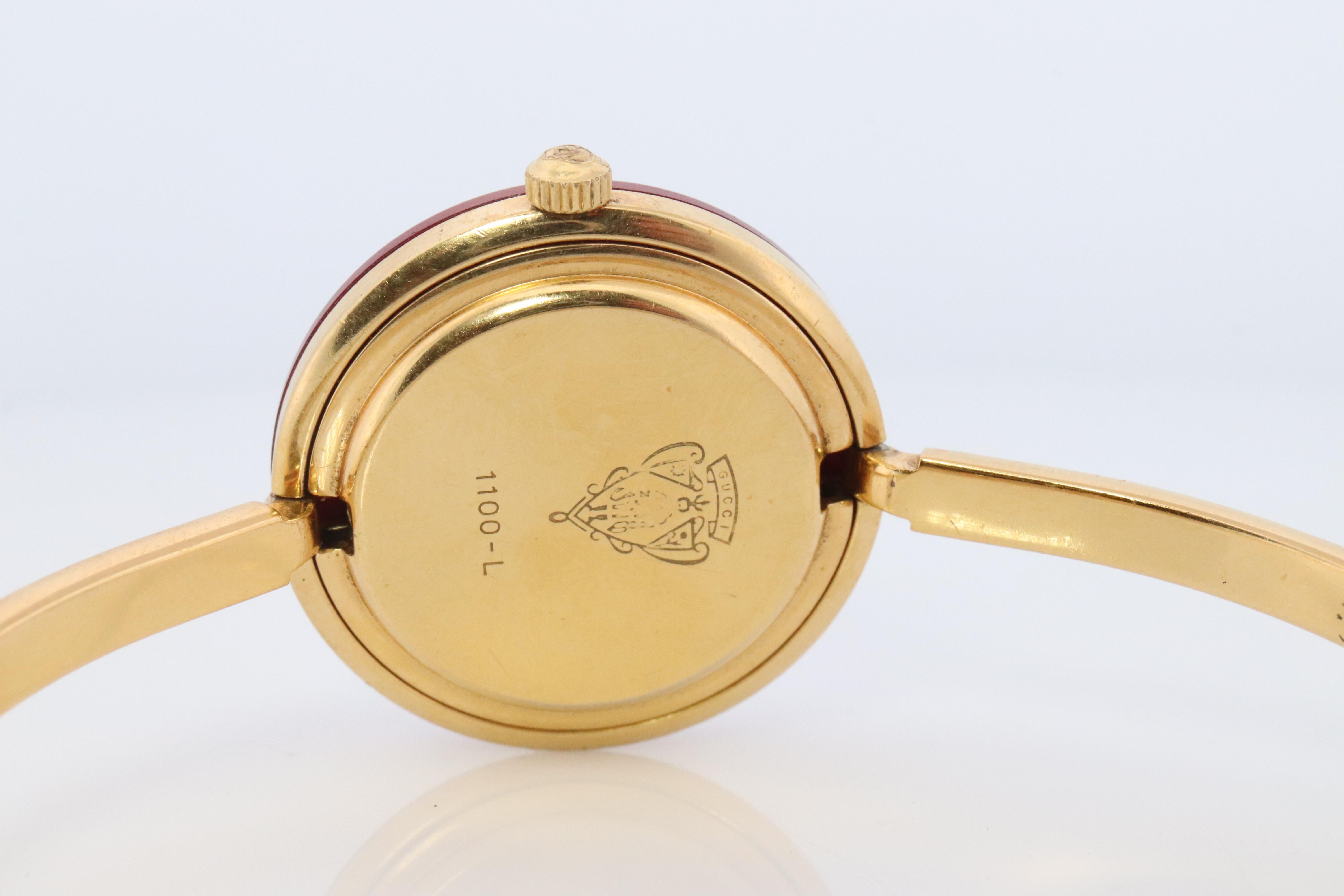 Vintage GUCCI Quarz 1100L Uhr Farbe Bezels Gucci Damen Armreif Armbanduhr, Vintage 3