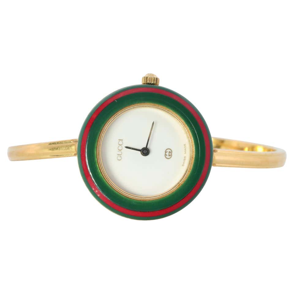 Gucci Watch Rings Vintage GUCCI Quartz 11/12.2 Watch Bezels Gucci Ladies Silver Bangle ...