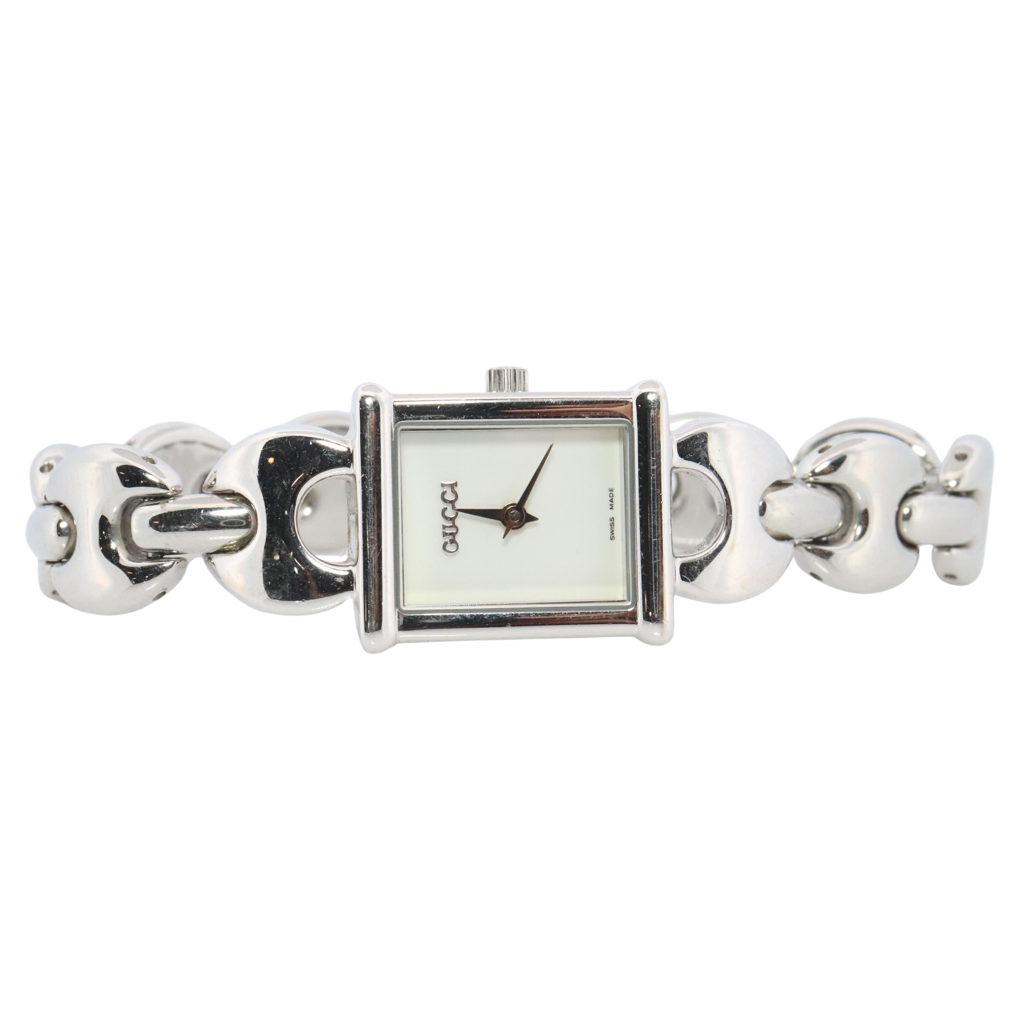 Vintage Gucci 1800L al quarzo Guarda. Gucci Donna Silver Tone White Dial.