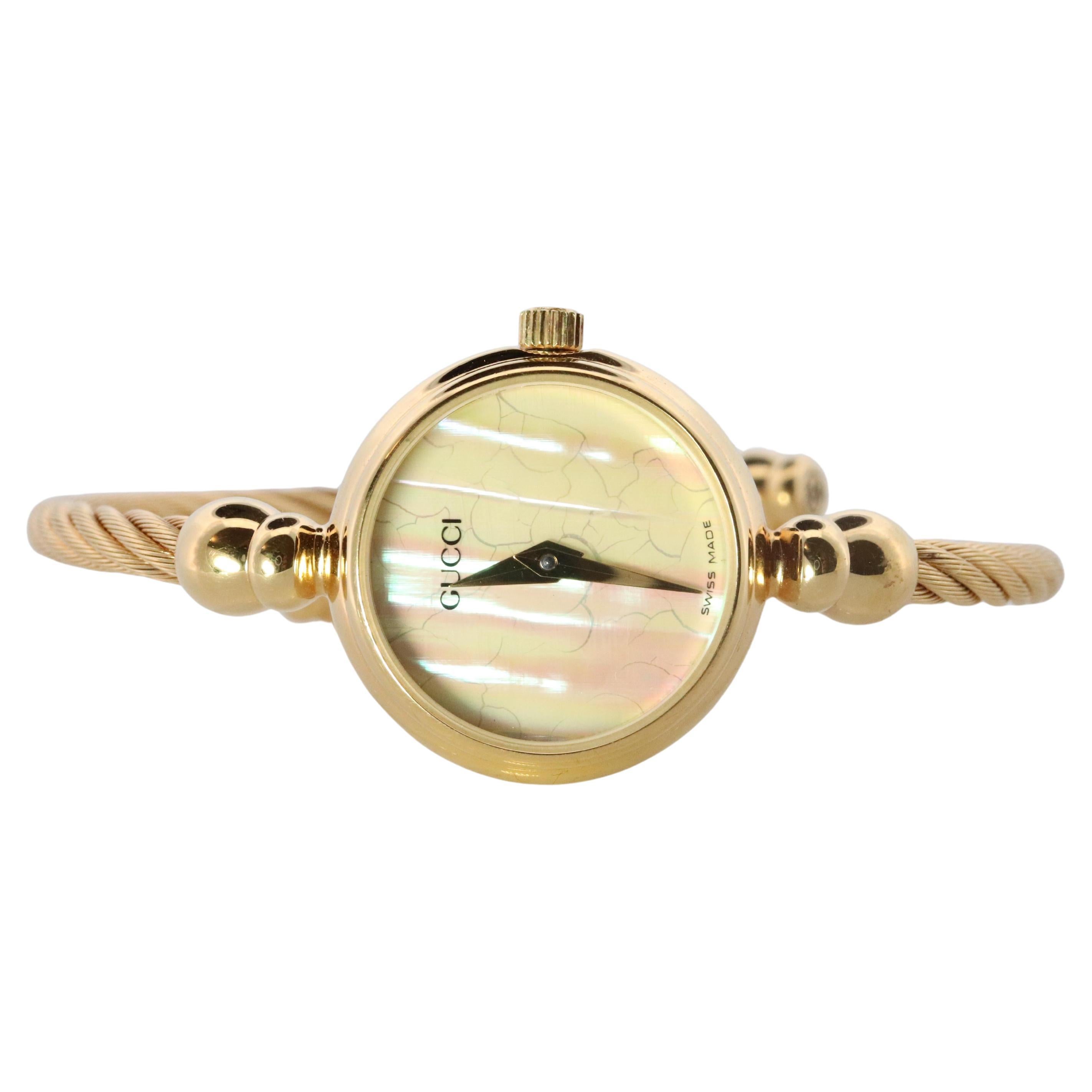 Vintage GUCCI Quartz 2700.2.L  Watch. Gucci Ladies Bangle Gold Tone Dial. For Sale