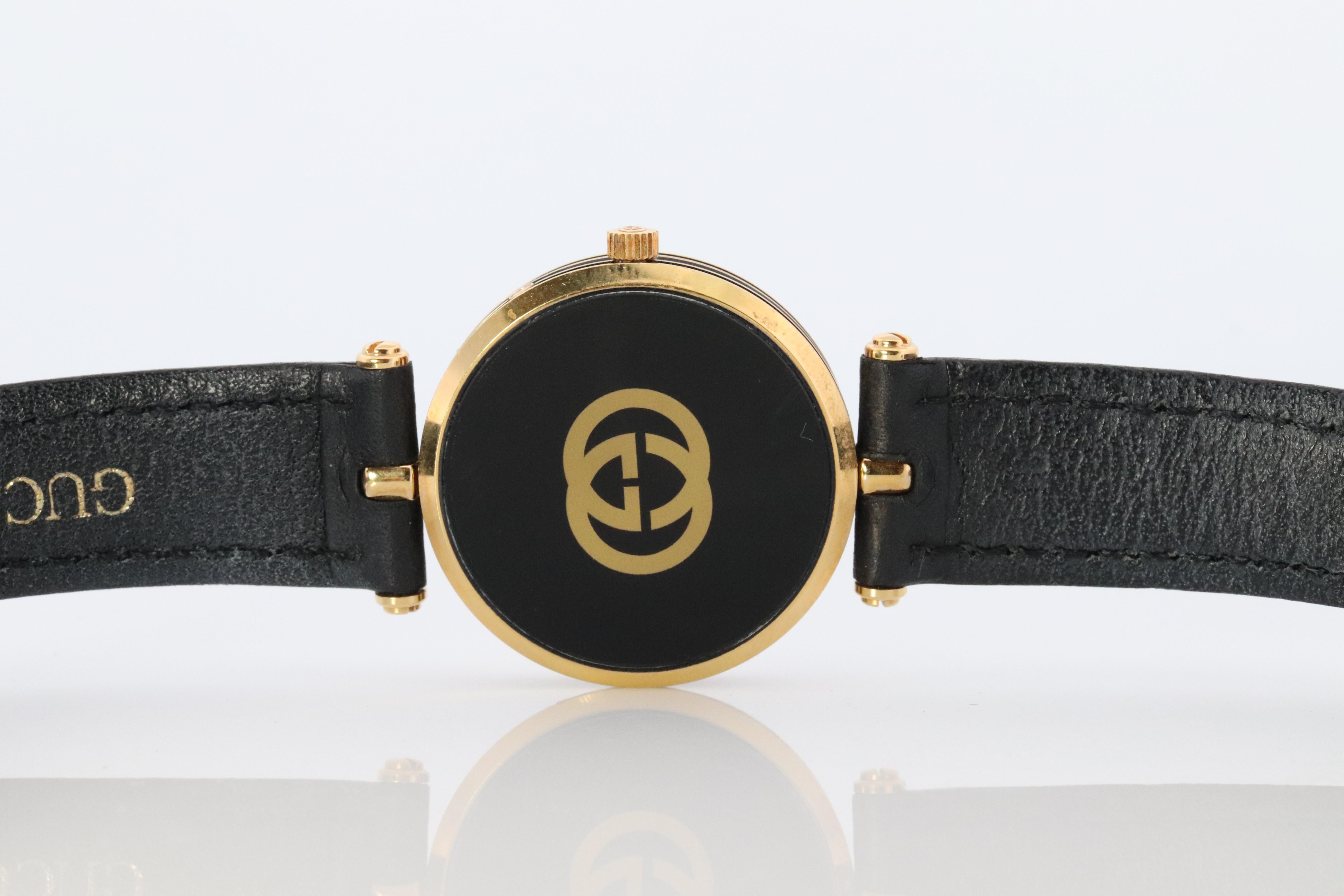 Vintage Gucci Quartz Leather Watch. 2000m Gucci Watch. Calendar Moon Phase 2