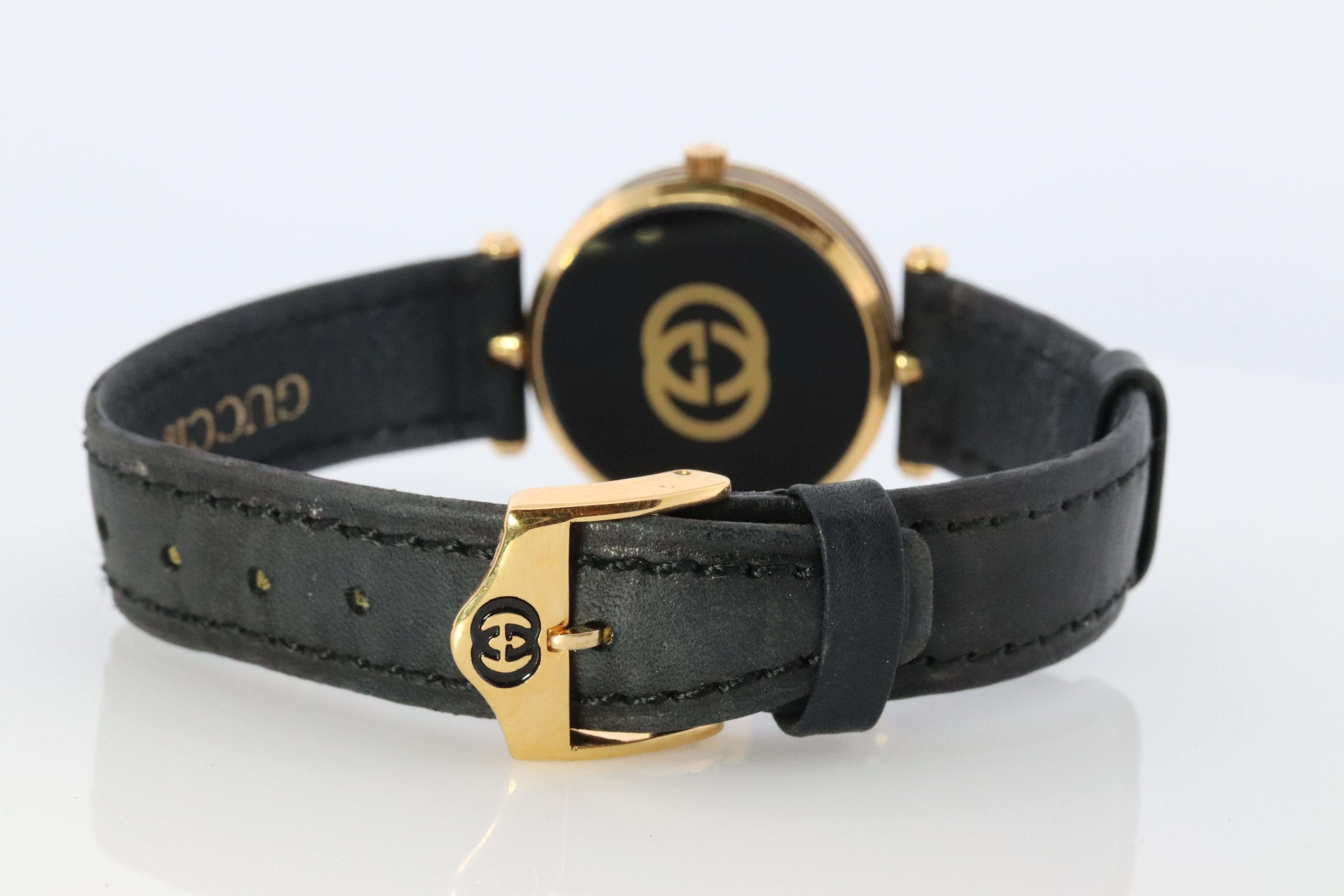 Vintage Gucci Quartz Leather Watch. 2000m Gucci Watch. Calendar Moon Phase 3