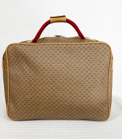 Vintage Gucci Red & Green Webb Monogram Vinyl Canvas Carry On Suit Case