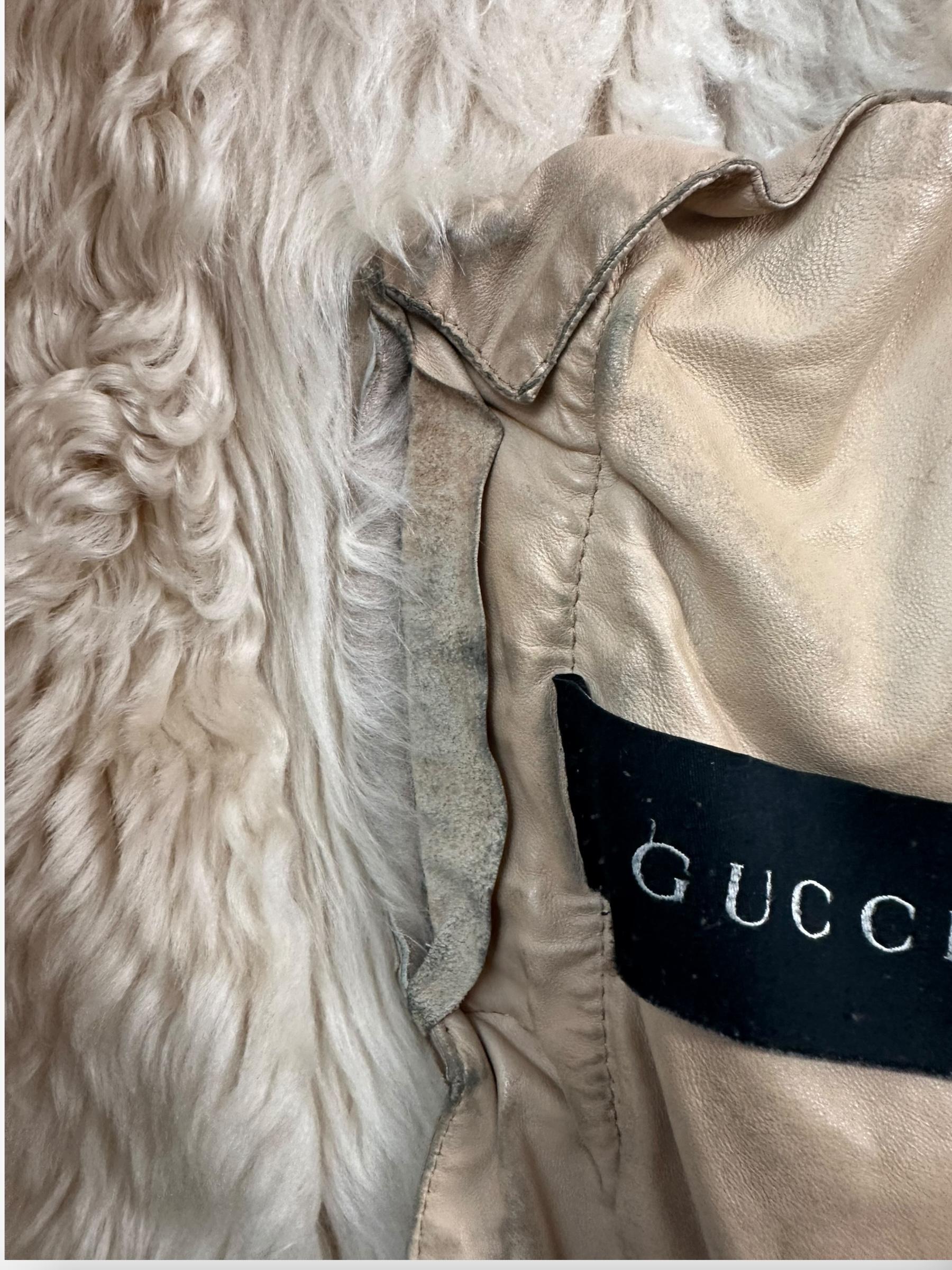 Vintage Gucci Shearling Long Coat For Sale 4