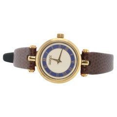 Vintage GUCCI Shelly Line Leather Watch Timepiece. 2000L Gucci Lane Blue and Red