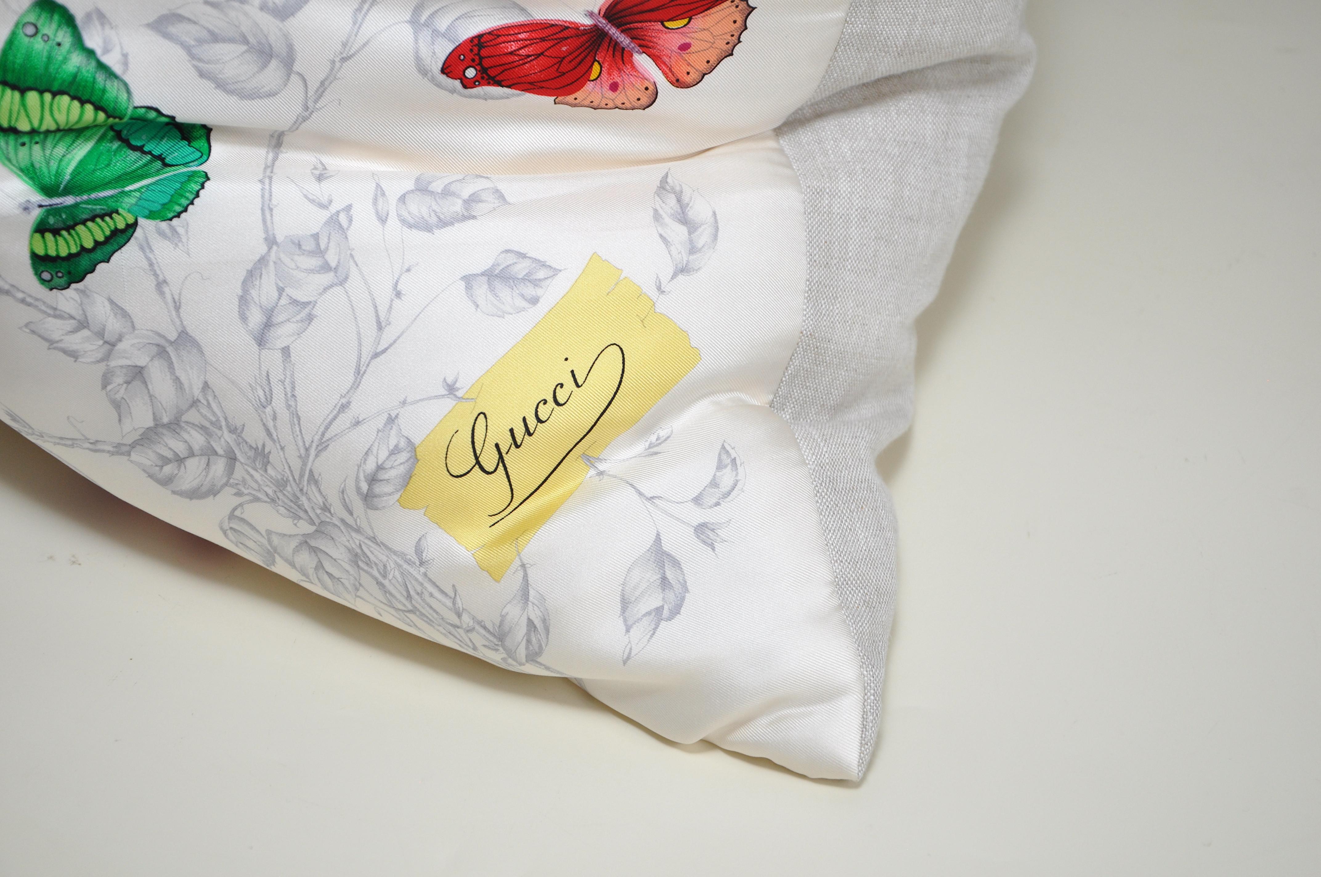 20th Century Vintage Gucci Silk Scarf and Irish Linen Cushion Pillow
