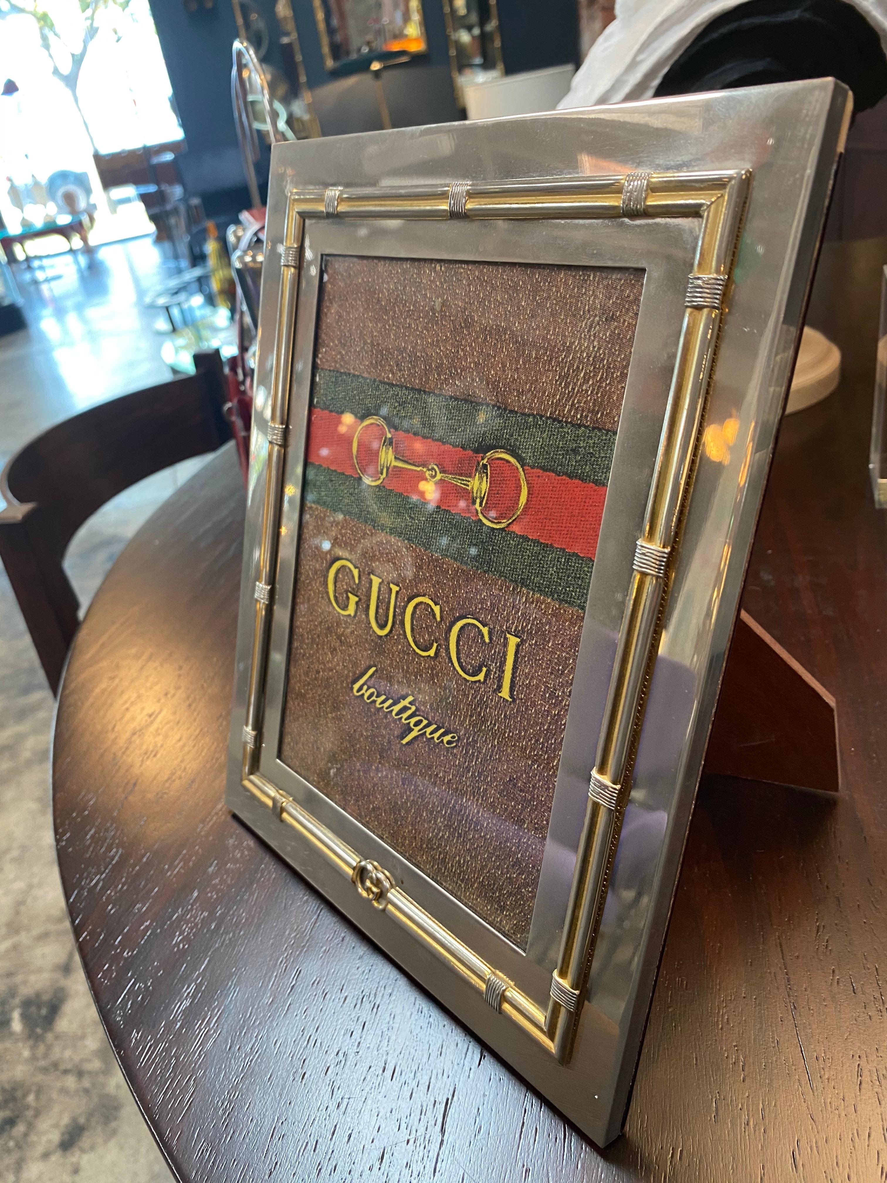 Modern Vintage Gucci Silver and Gold Photo Frame, 1970s