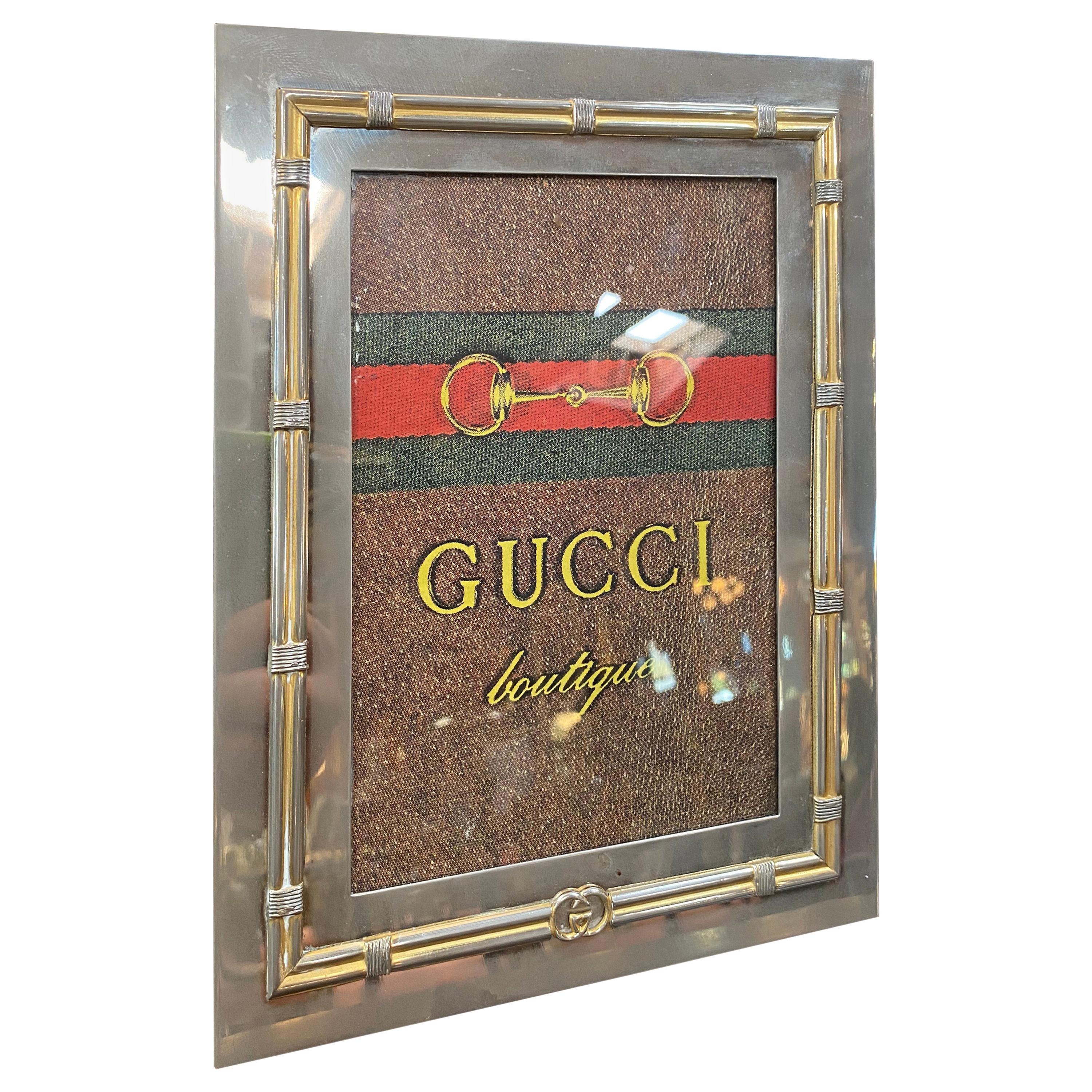 Vintage Gucci Silver and Gold Photo Frame, 1970s
