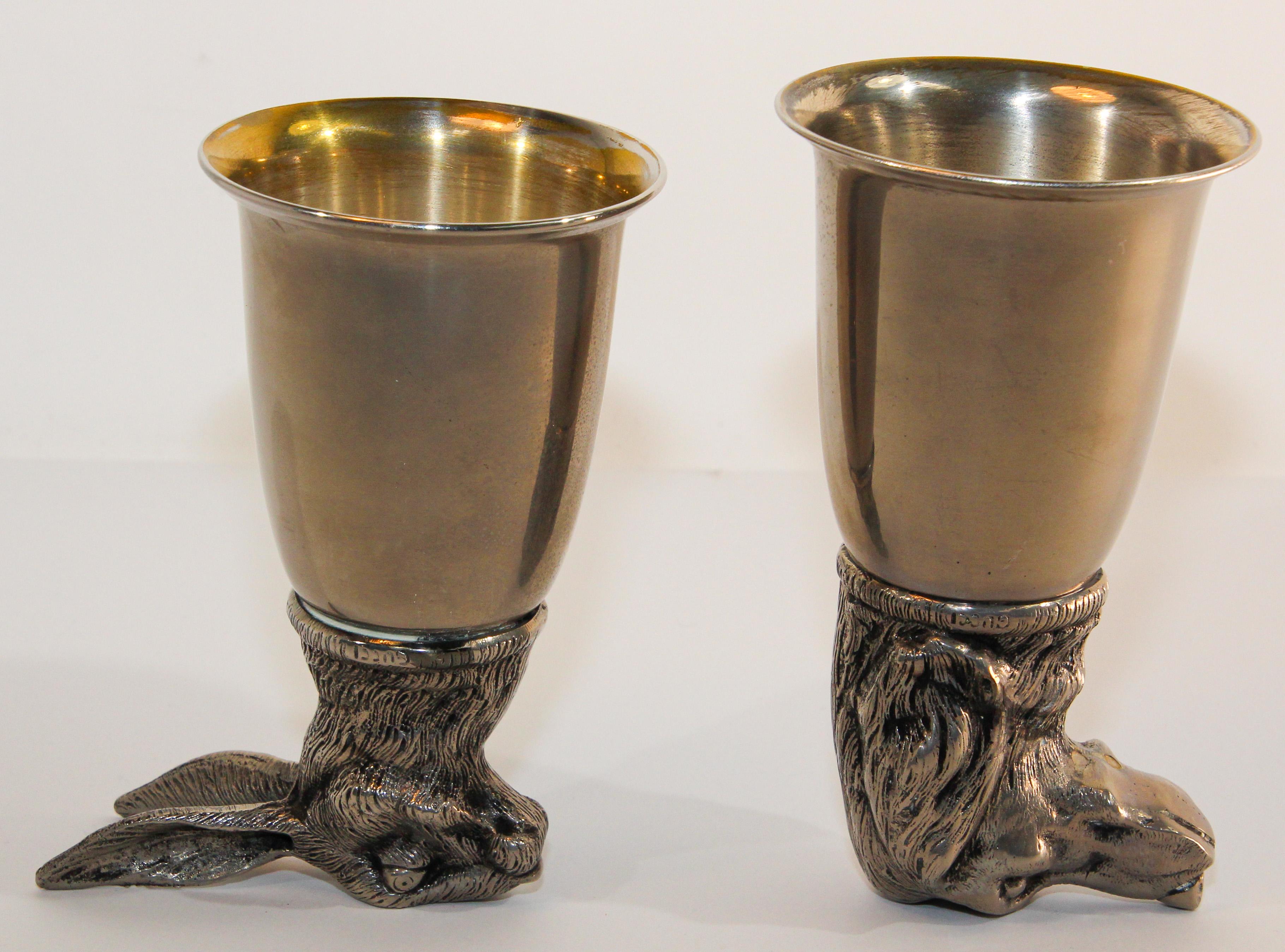 GUCCI Silver Plated Animal Stirrup Cups Signed Italy, 1970s For Sale 2