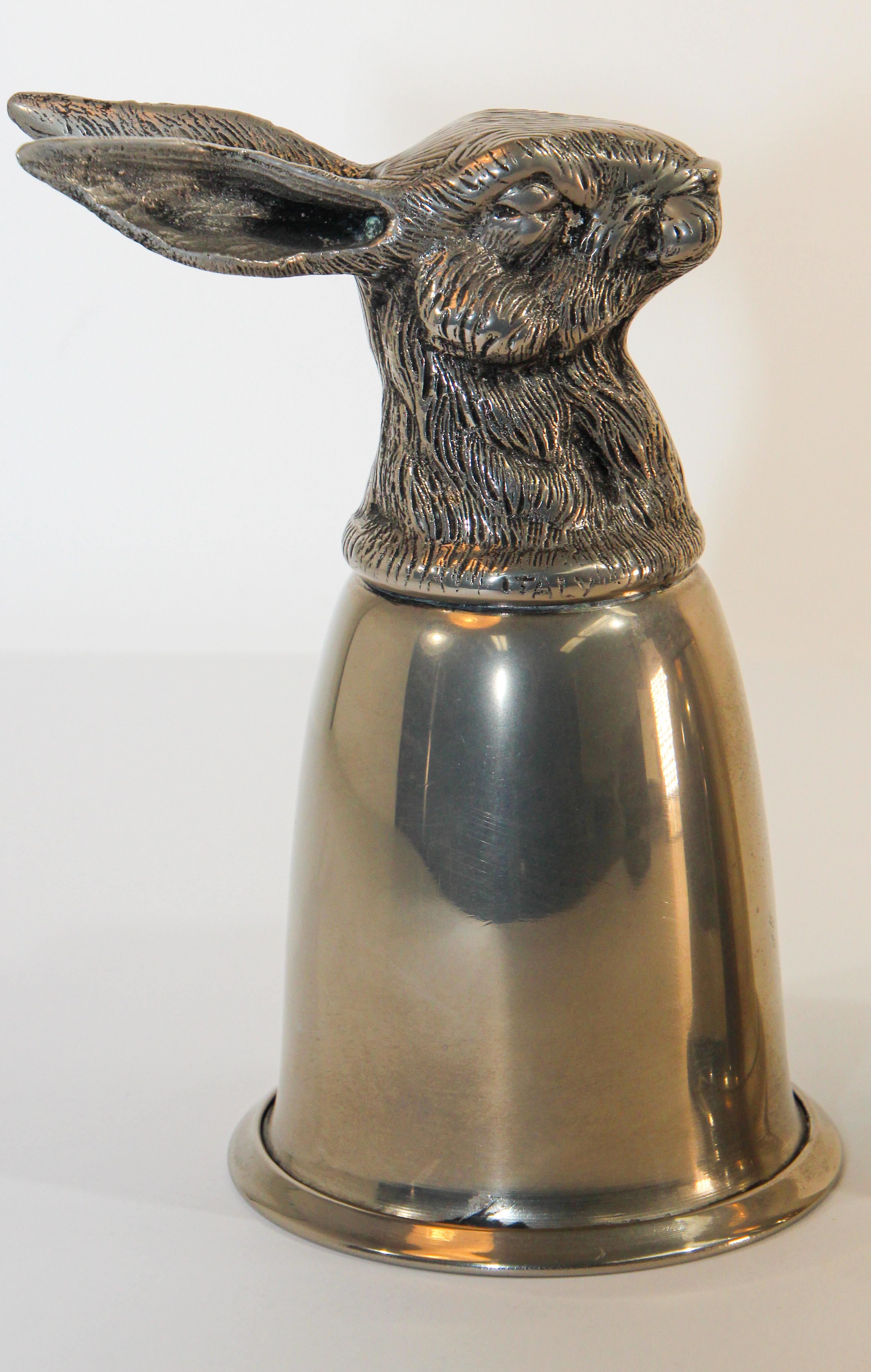 Georgian GUCCI Silver Plated Animal Stirrup Cups Signed Italy, 1970s For Sale