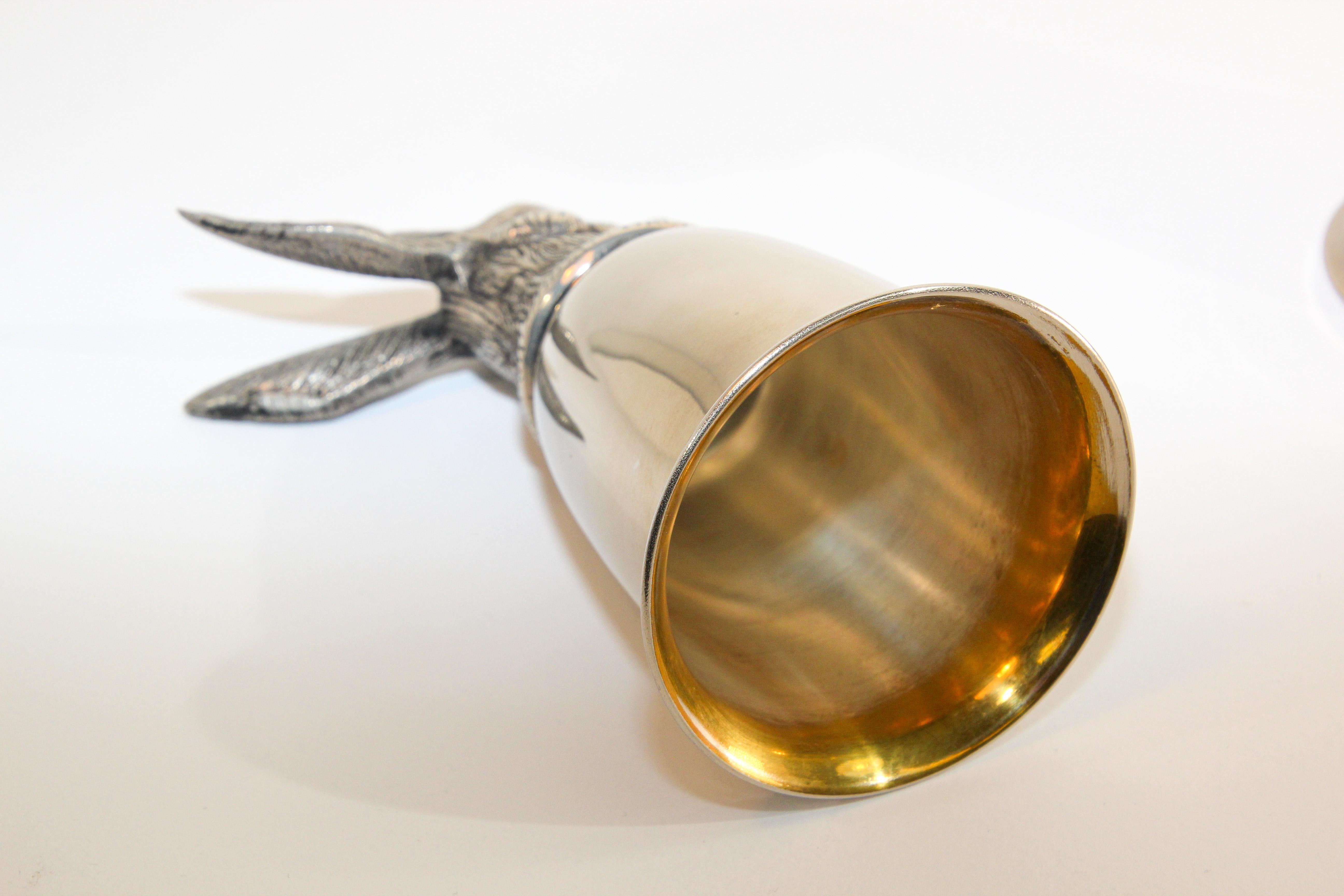 Fatto a mano Gucci, coppe per staffe animali placcate in argento, firmate Italia, anni '70 in vendita
