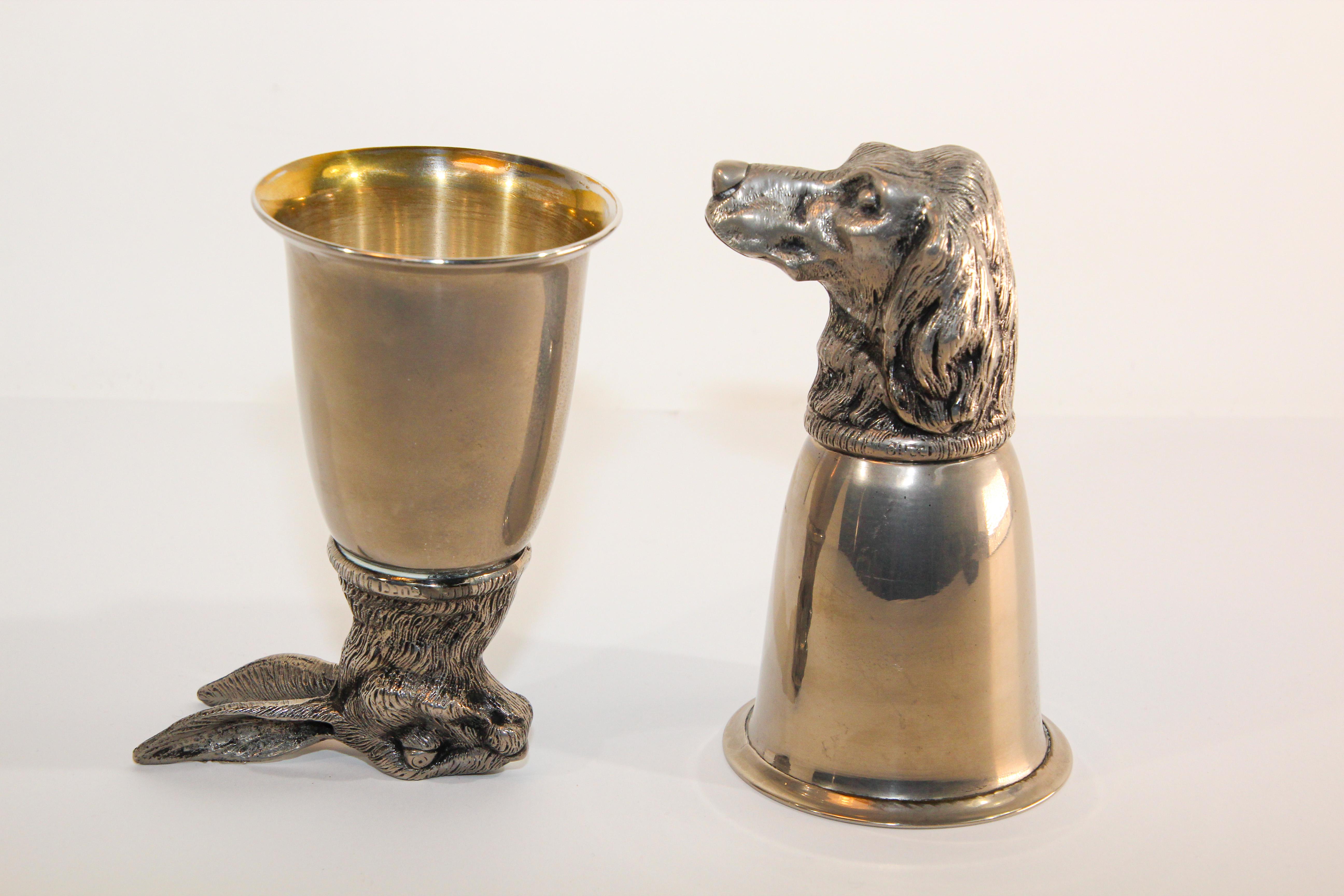 GUCCI Silver Plated Animal Stirrup Cups Signed Italy, 1970s For Sale 1