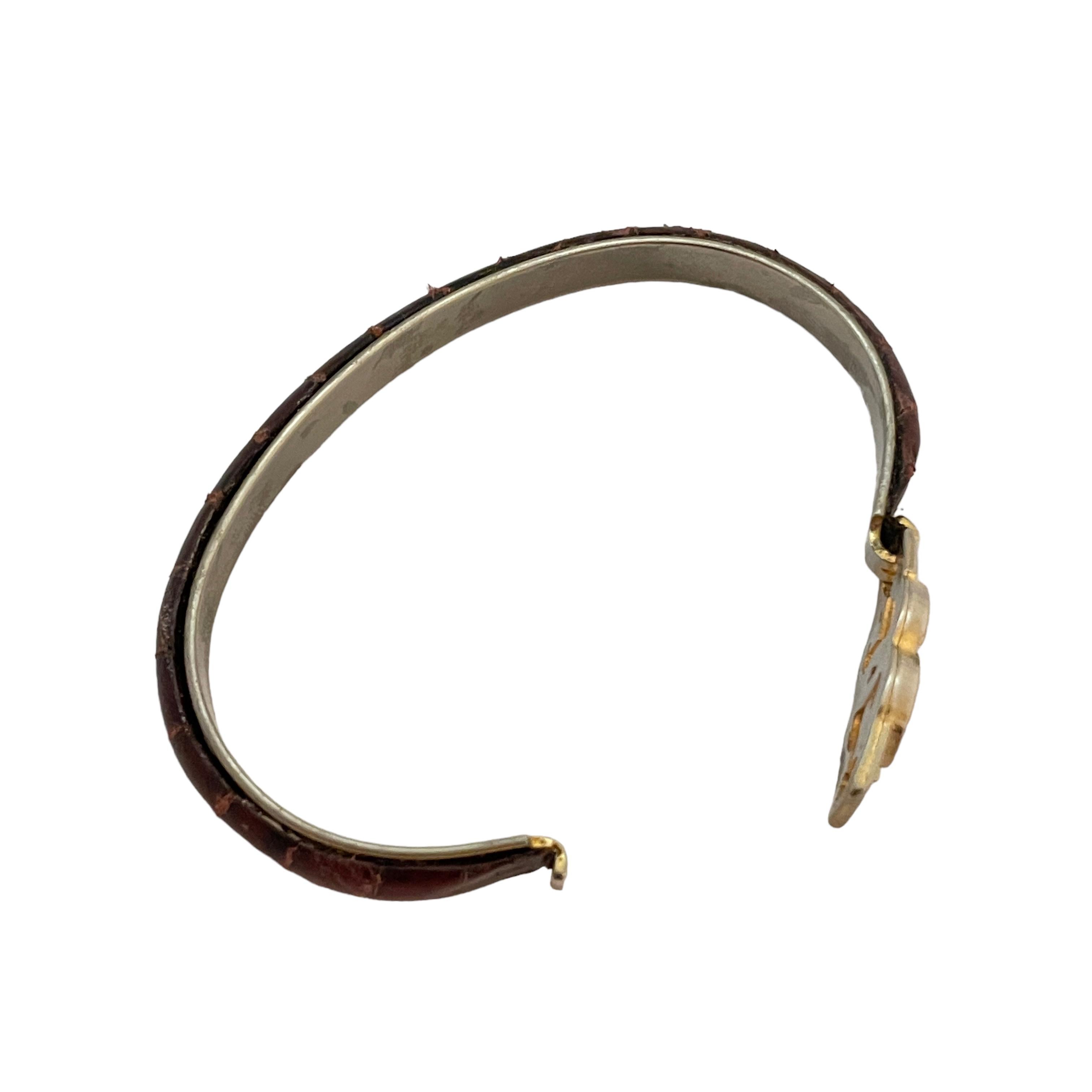 GUCCI, bracelet de défilé vintage en peau de serpent avec logo GG argenté Unisexe en vente
