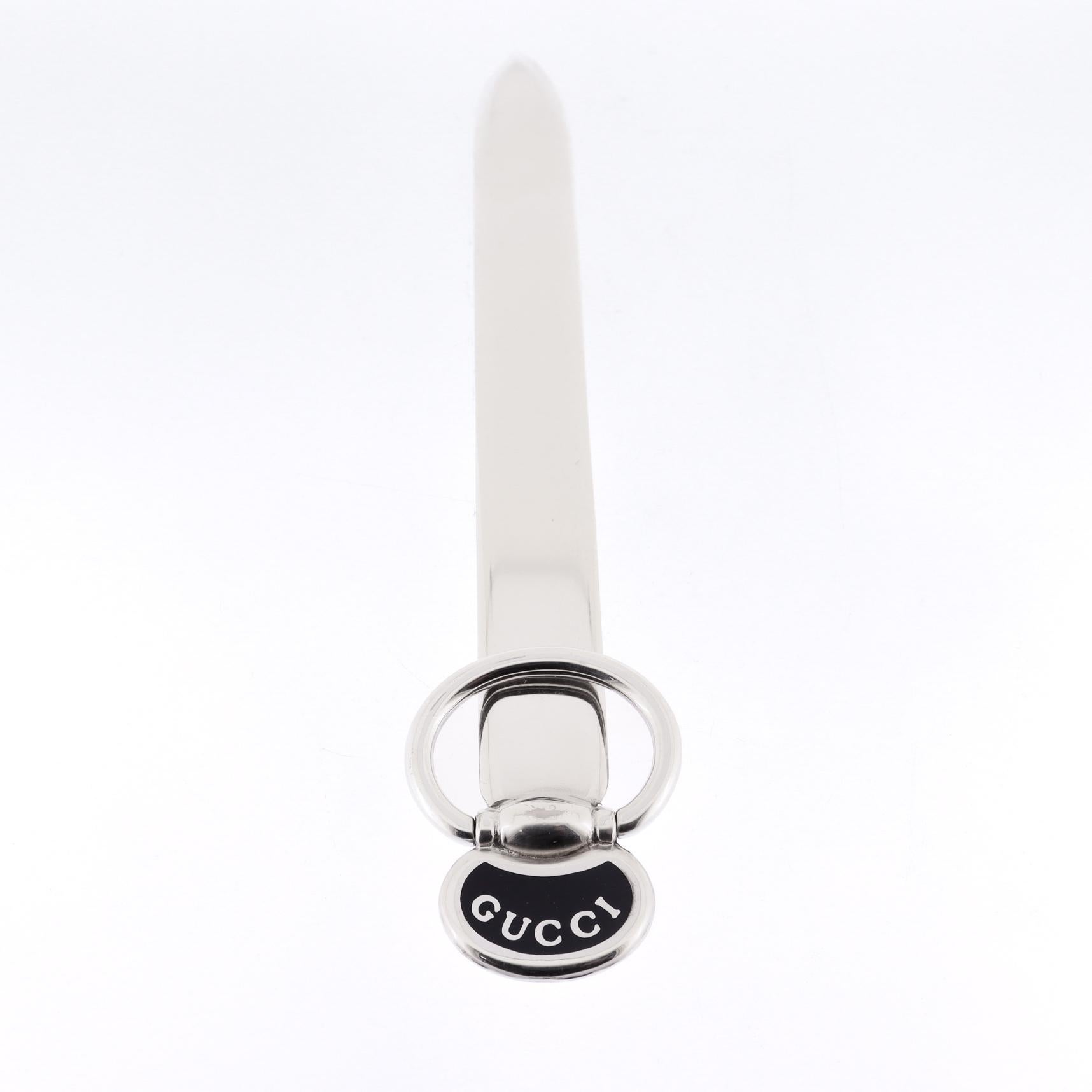Vintage Gucci Silver Plate & Black Enamel Letter Opener For Sale 7