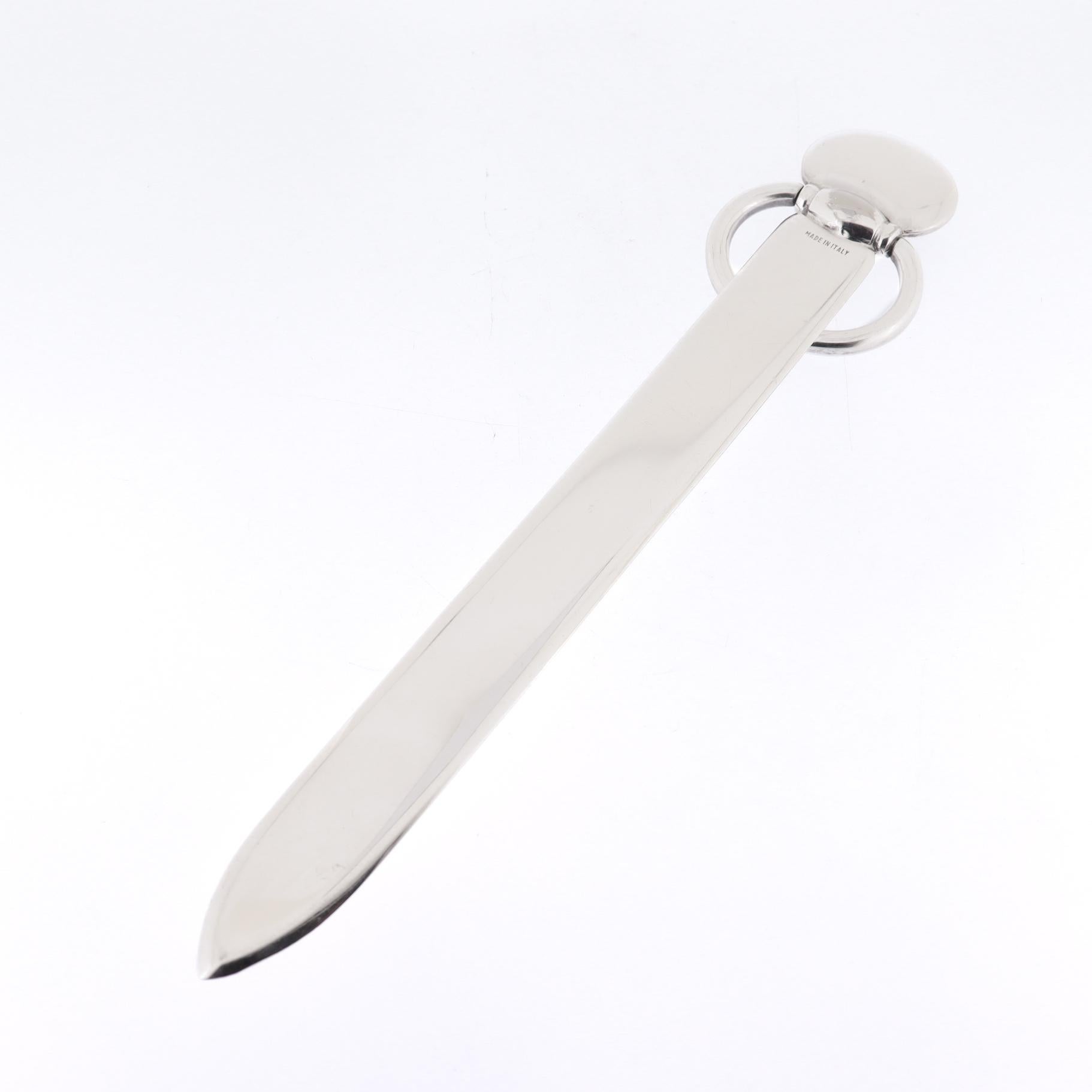Vintage Gucci Silver Plate & Black Enamel Letter Opener For Sale 8