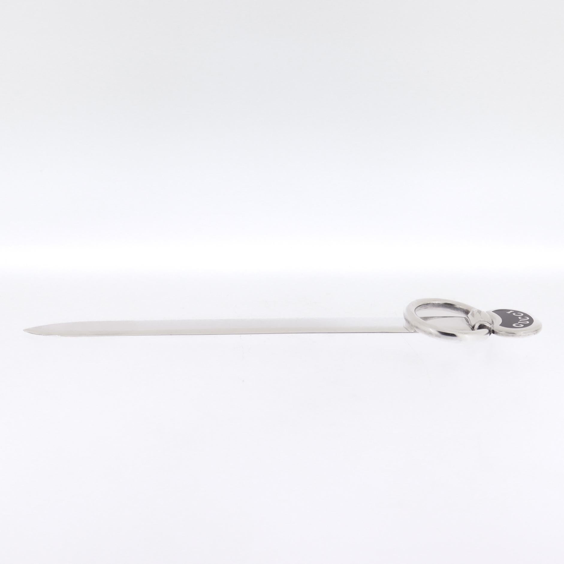 Vintage Gucci Silver Plate & Black Enamel Letter Opener For Sale 10