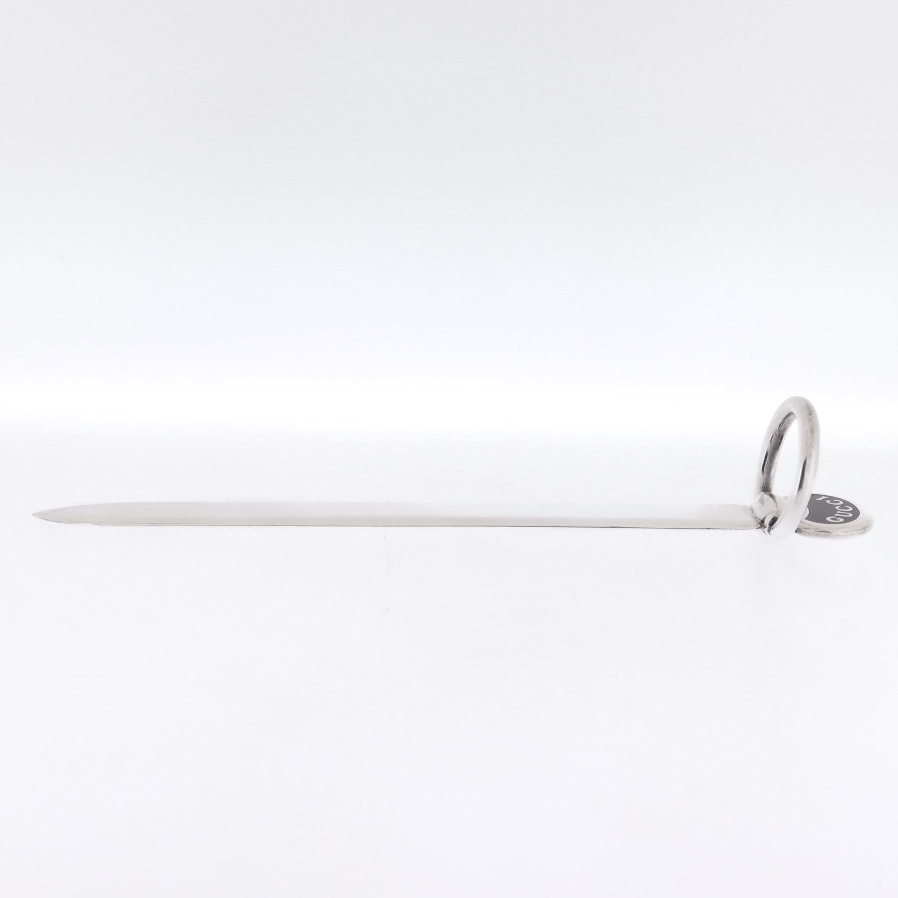 Vintage Gucci Silver Plate & Black Enamel Letter Opener For Sale 11