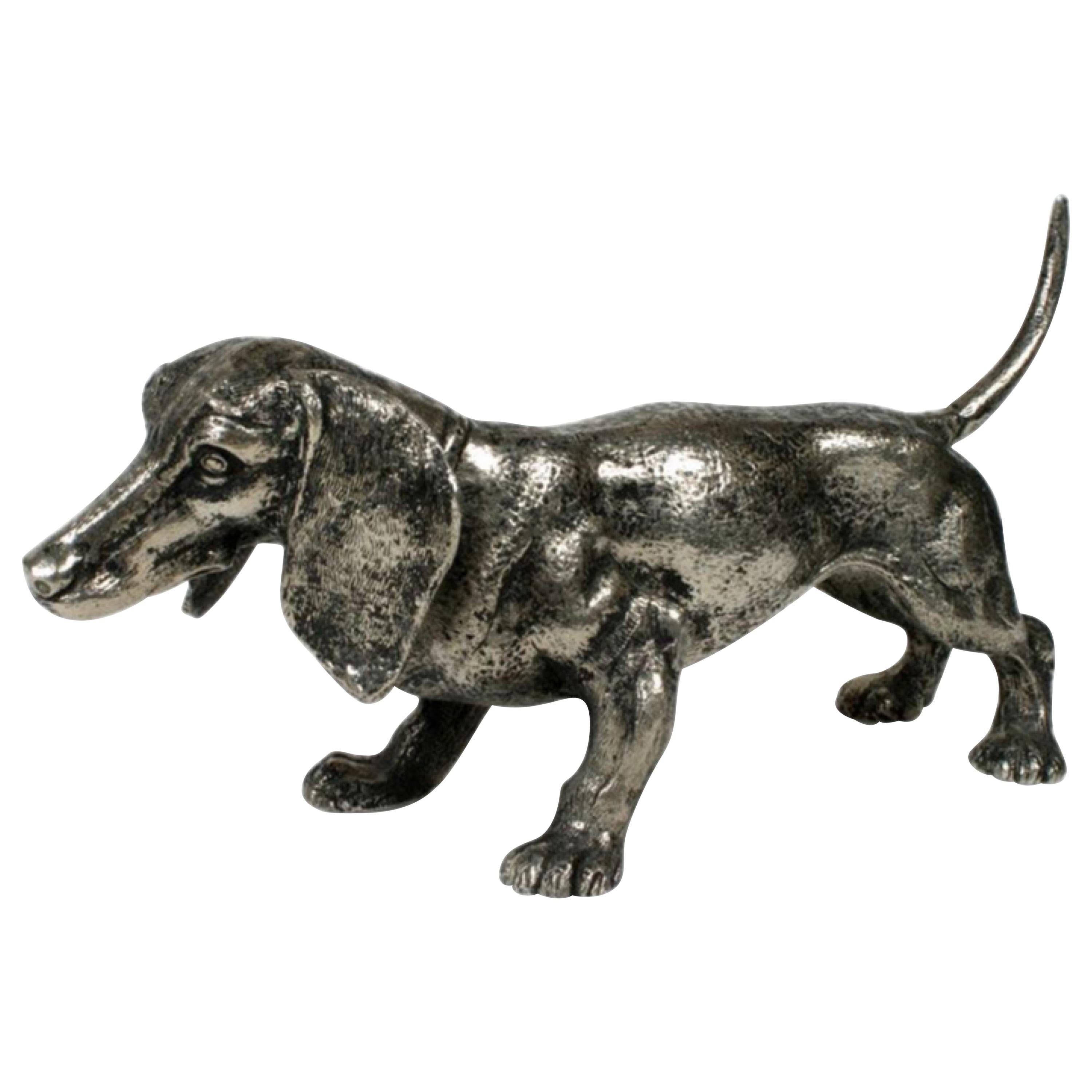 Vintage Gucci Silver-Plated Dachshund Dog Table Sculpture, circa 1970