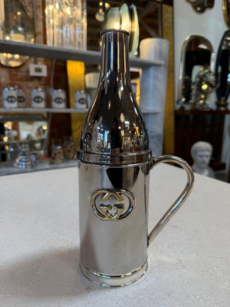 Vintage Gucci Silver-Plated Wine Bottle Holder For Sale at 1stDibs