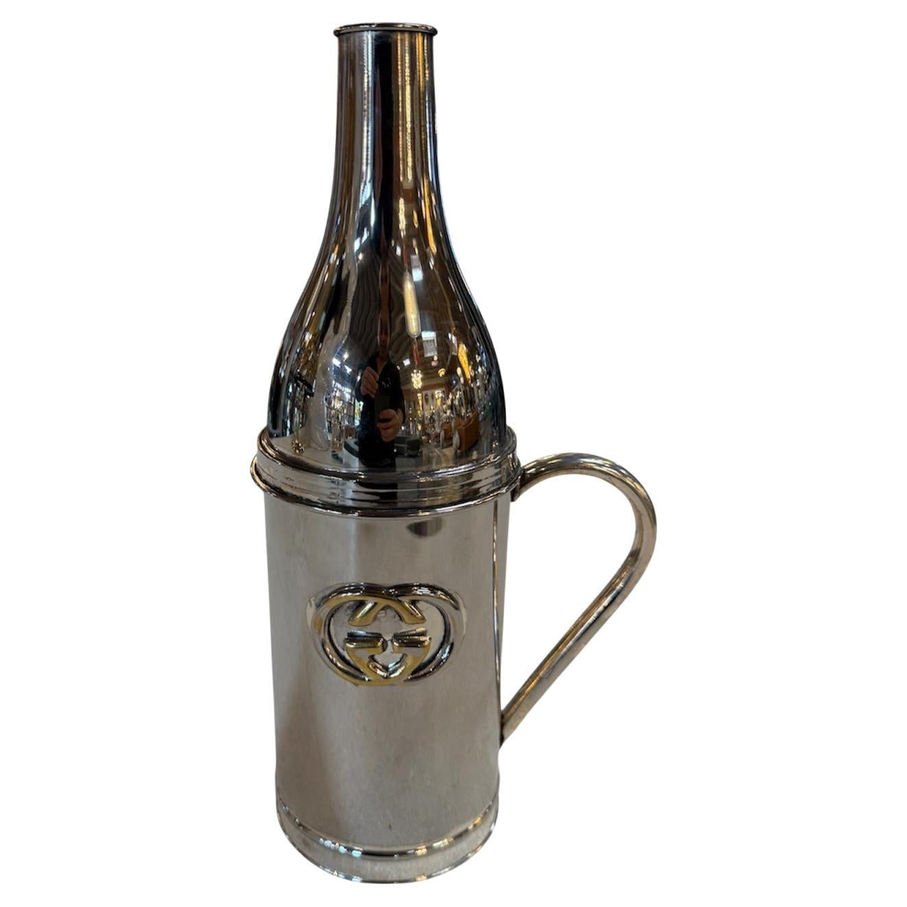 Vintage Gucci Silver-Plated Wine Bottle Holder For Sale at 1stDibs