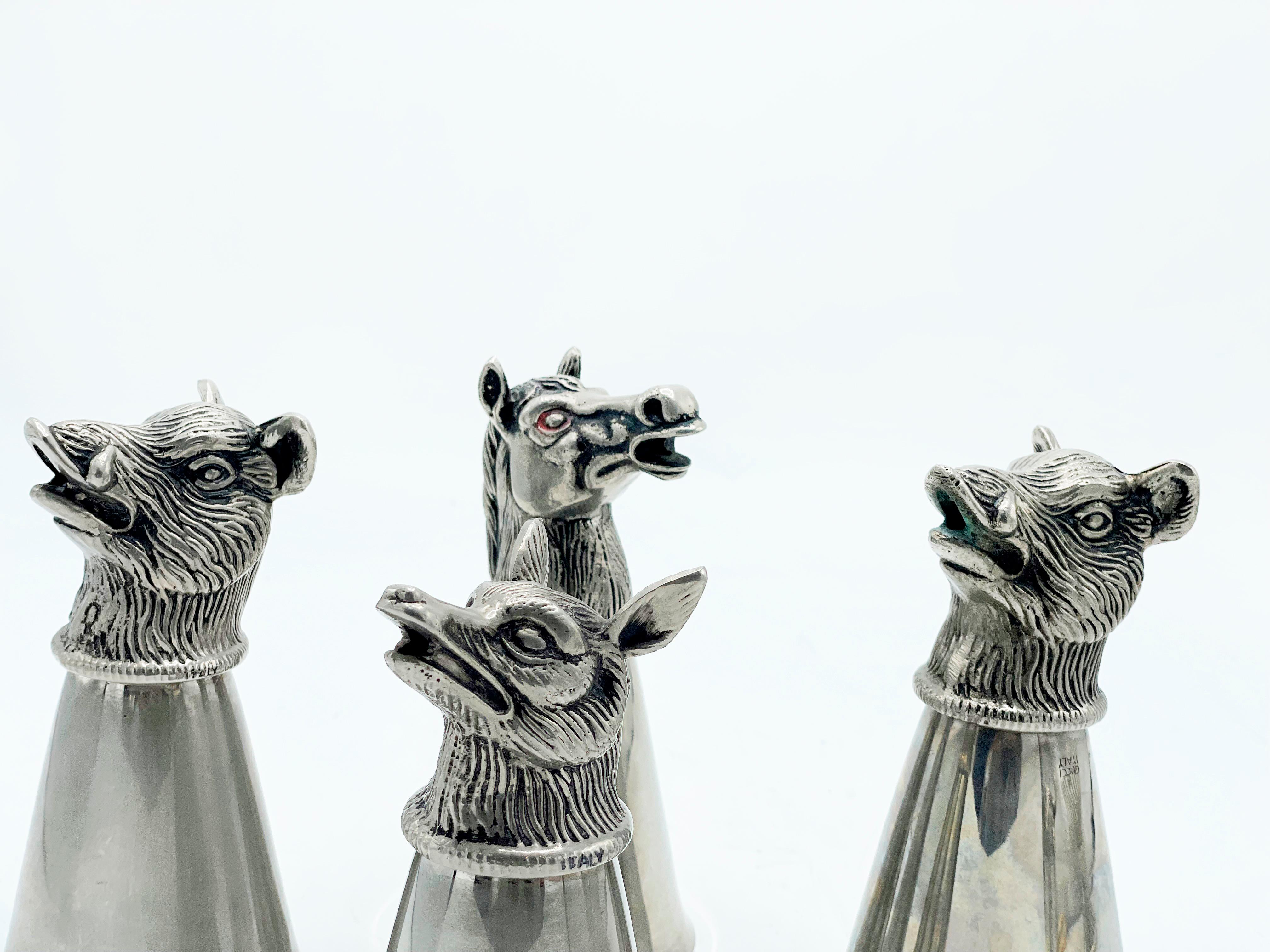 Plated Vintage Gucci Silverplate Animal Cups Signed Italy, 1970s For Sale
