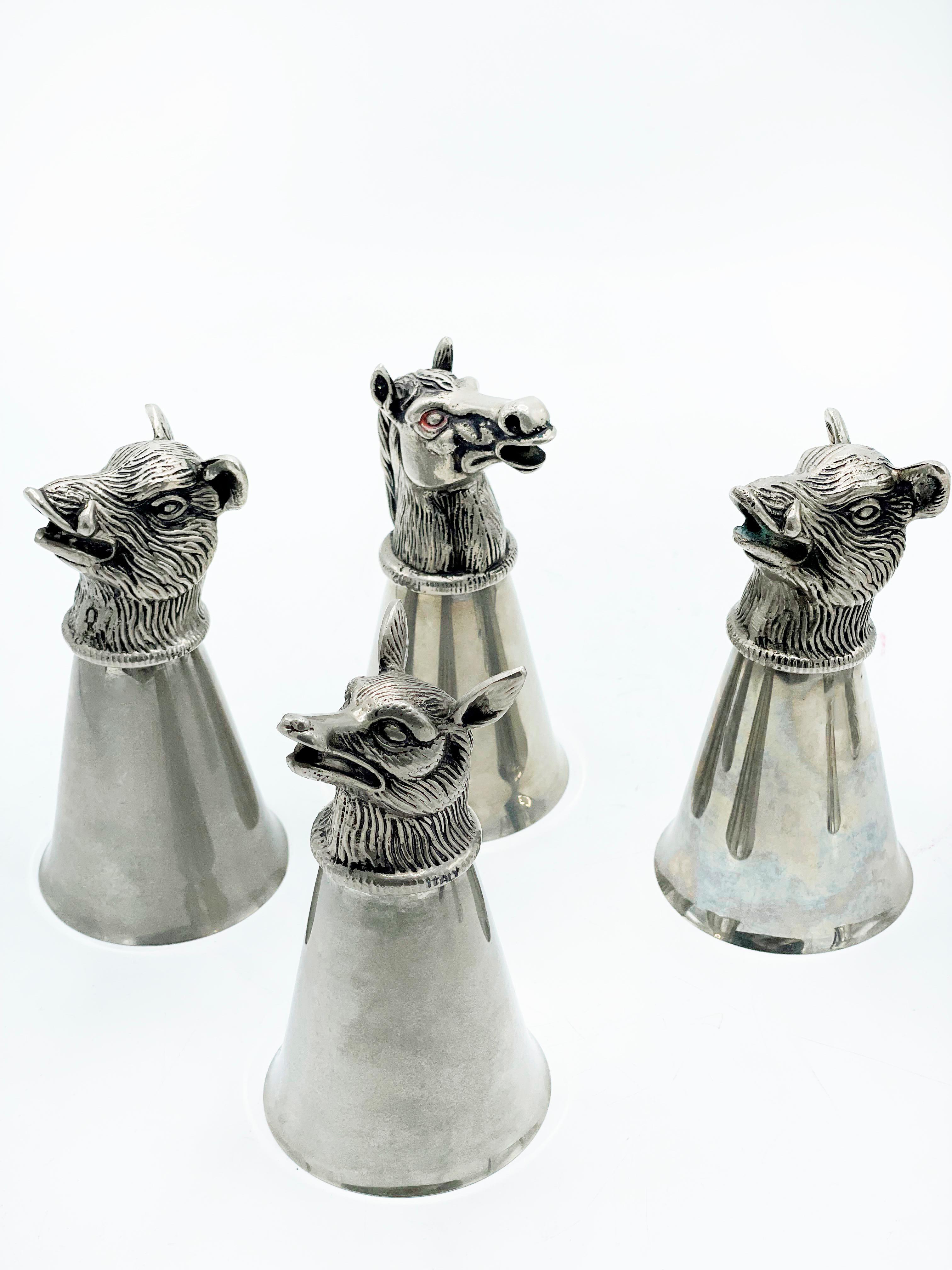 Vintage Gucci Silverplate Animal Cups Signed Italy, 1970s In Good Condition For Sale In Autonomous City Buenos Aires, CABA