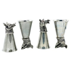 Vintage Gucci Silverplate Animal Cups Signed Italy, 1970s