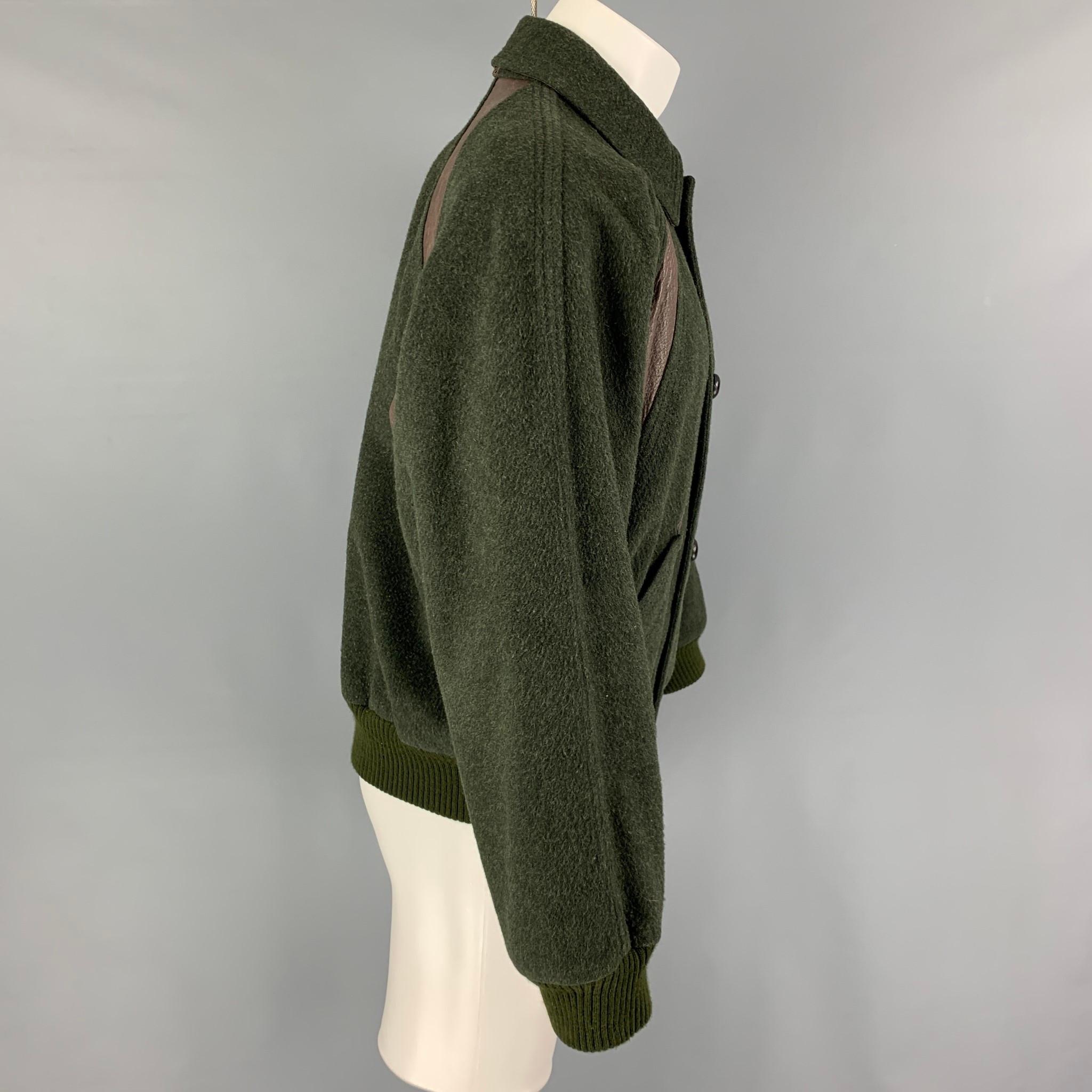 Vintage GUCCI Size 38 Green Forest Green Mixed Materials Wool Jacket In Good Condition In San Francisco, CA