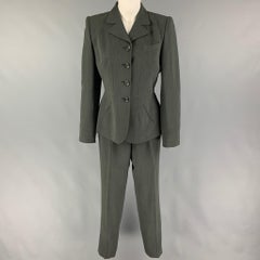 Vintage GUCCI Size 8 Gray Wool Rayon Heather Single Breasted Pants Suit