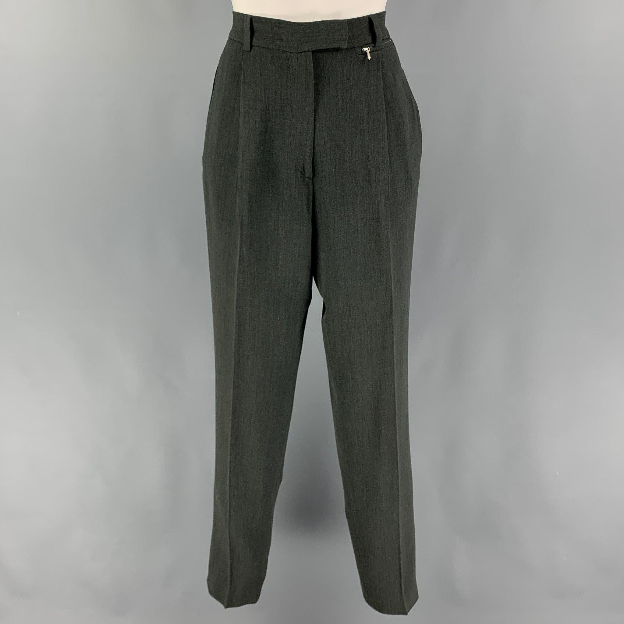 Vintage GUCCI Size 8 Gray Wool Rayon Heather Single Breasted Pants Suit For Sale 1