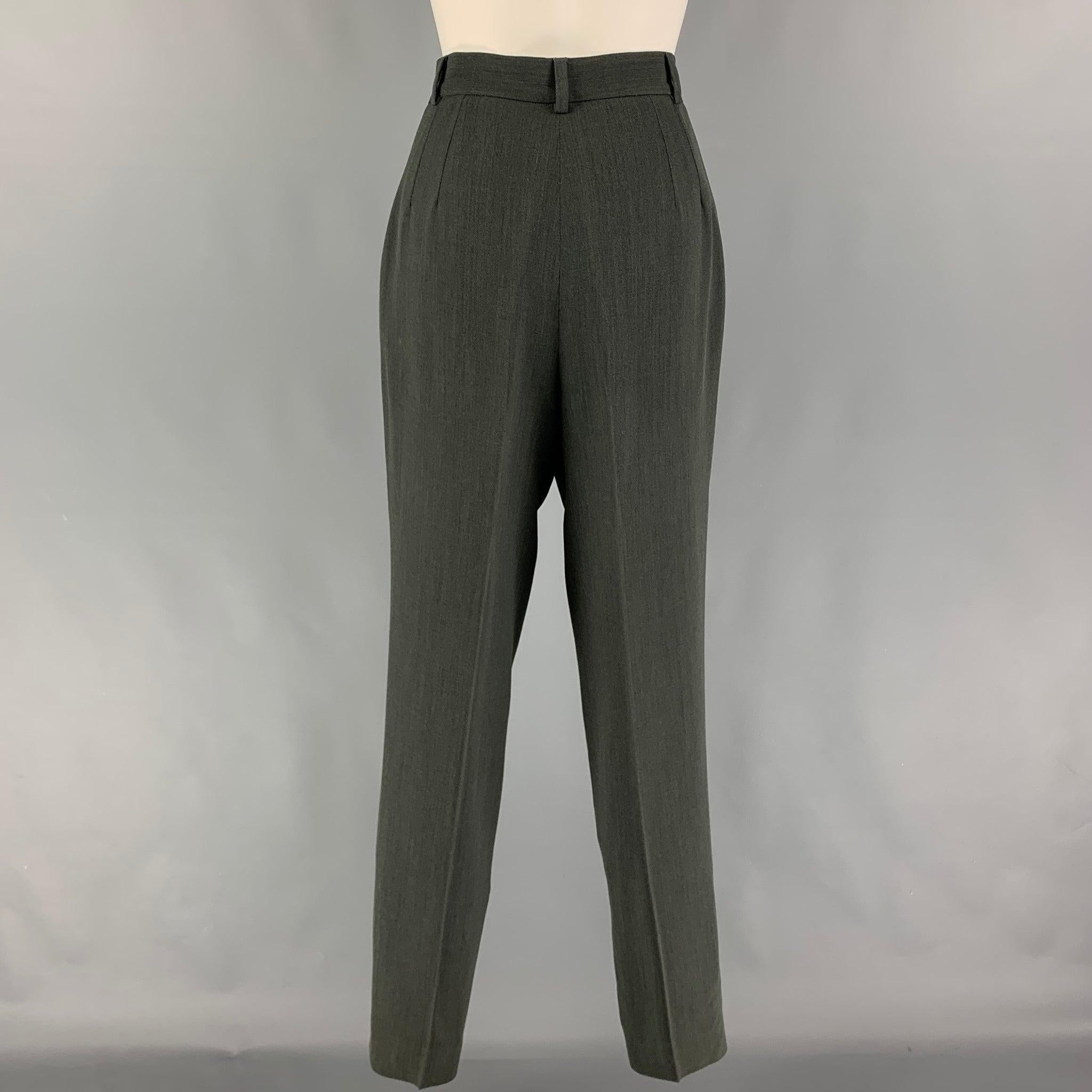 Vintage GUCCI Size 8 Gray Wool Rayon Heather Single Breasted Pants Suit For Sale 2