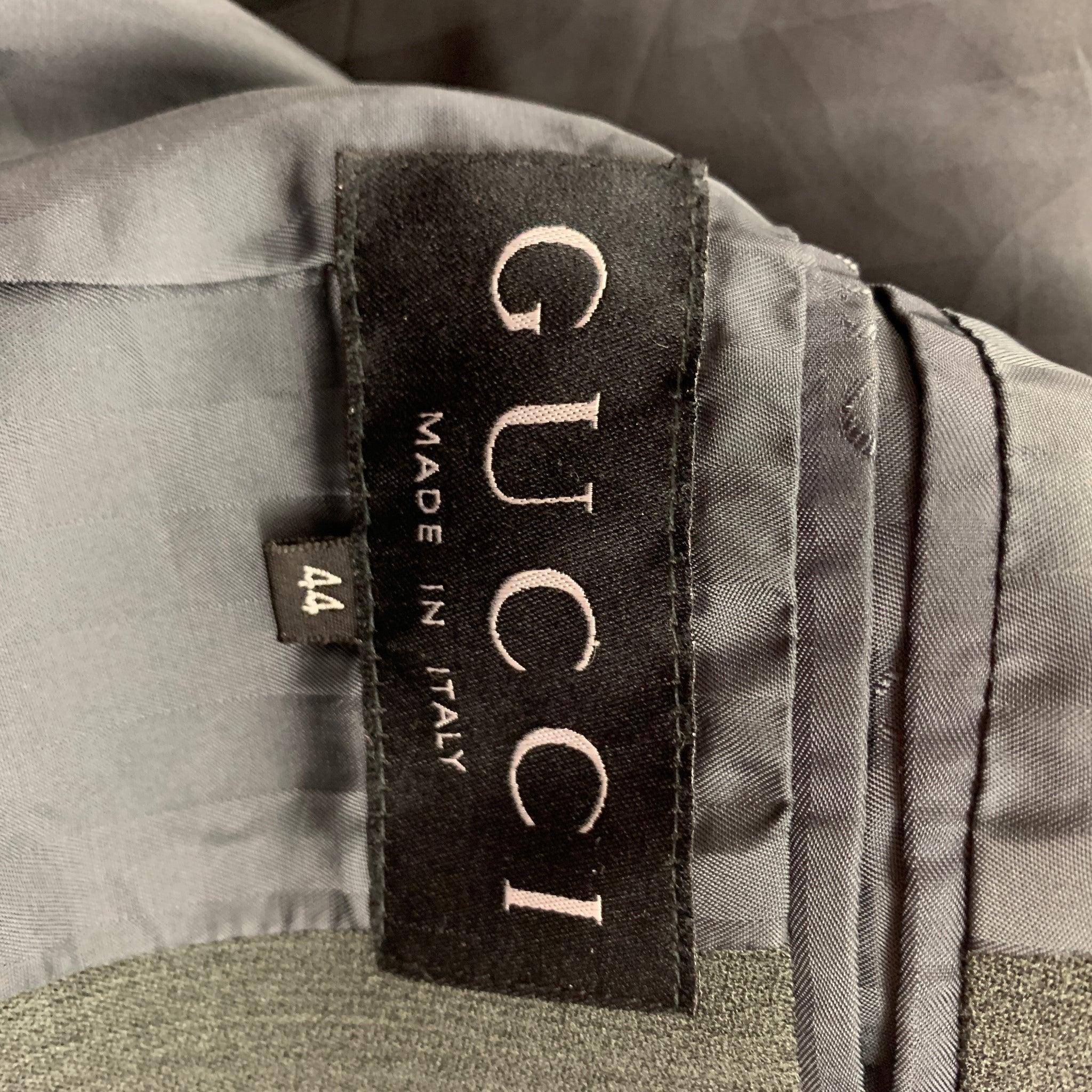 Vintage GUCCI Size 8 Gray Wool Rayon Heather Single Breasted Pants Suit For Sale 5