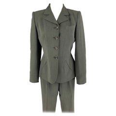 Vintage GUCCI Size 8 Gray Wool Rayon Heather Single Breasted Pants Suit