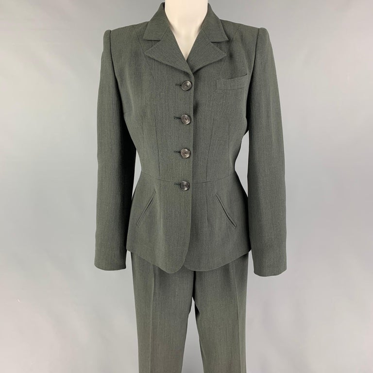 Vintage GUCCI Size 8 Gray Wool Rayon Heather Single Breasted Pants Suit For  Sale at 1stDibs