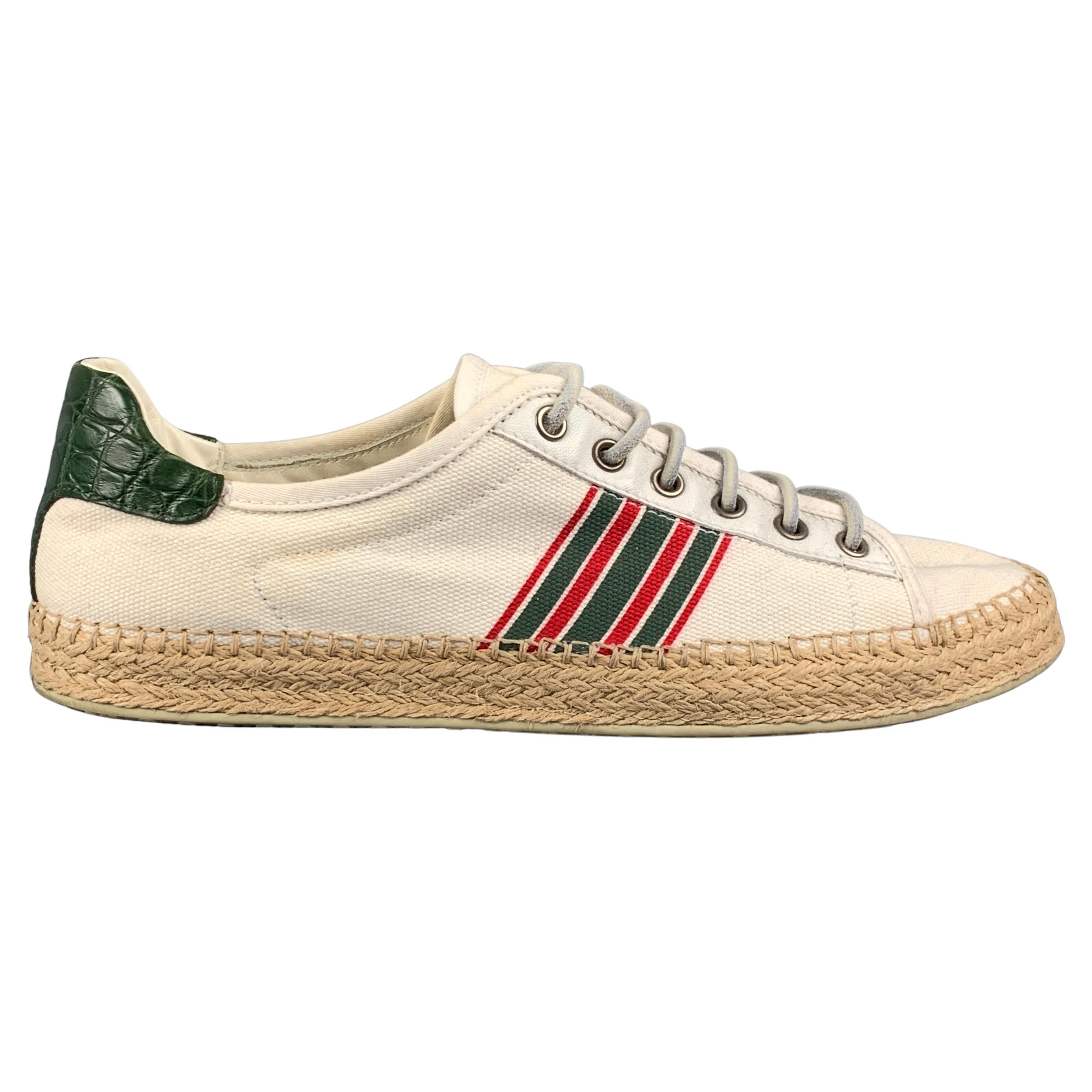 Vintage GUCCI Size 8 Multi Color Stripe Canvas Espadrille Sneakers