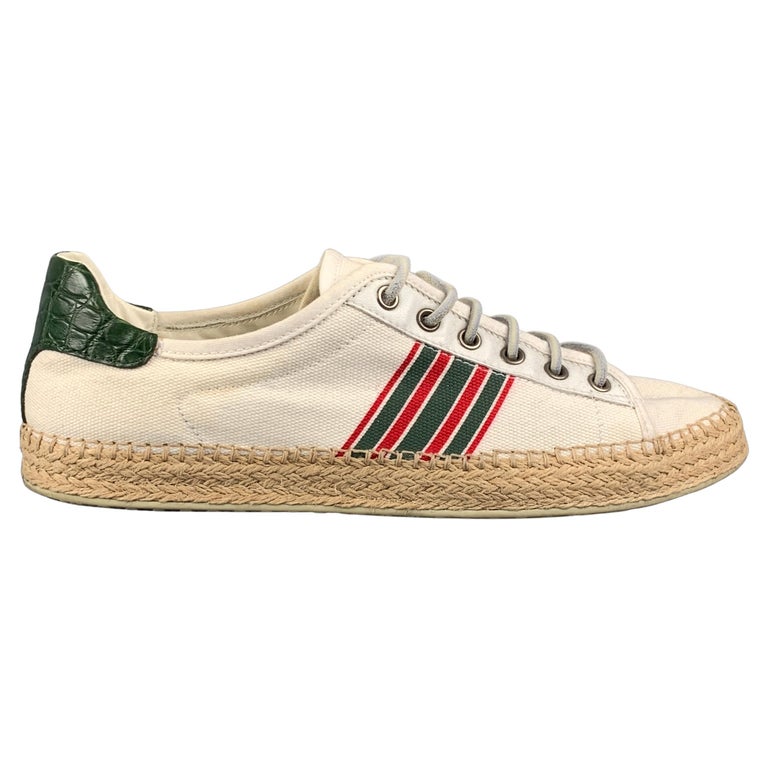 etiket Geliefde duurzame grondstof Vintage GUCCI Size 8 Multi-Color Stripe Canvas Espadrille Sneakers at  1stDibs