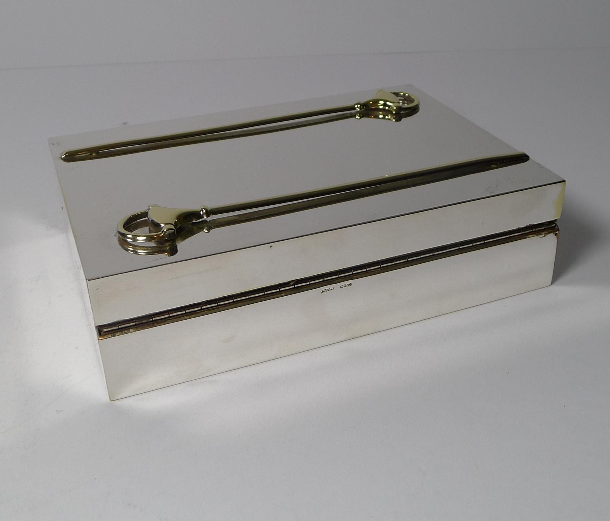 Mid-Century Modern Vintage Gucci Snaffle Box in Silver and Gold Plate, circa 1970