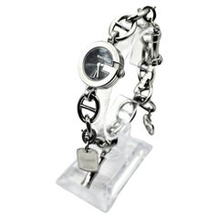 Vintage Gucci Stainless Steel Bracelet Watch with Charms Model 107