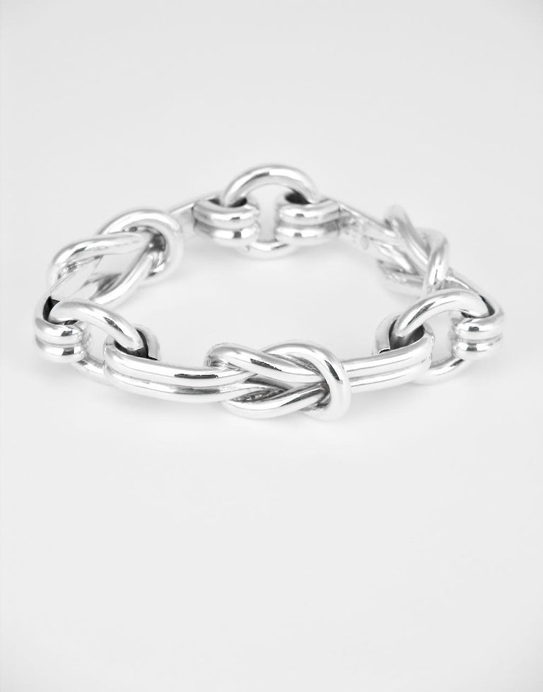 Vintage Gucci Sterling Silver Hercules Knot Link Designer Bracelet, 1960s, Italy at 1stDibs