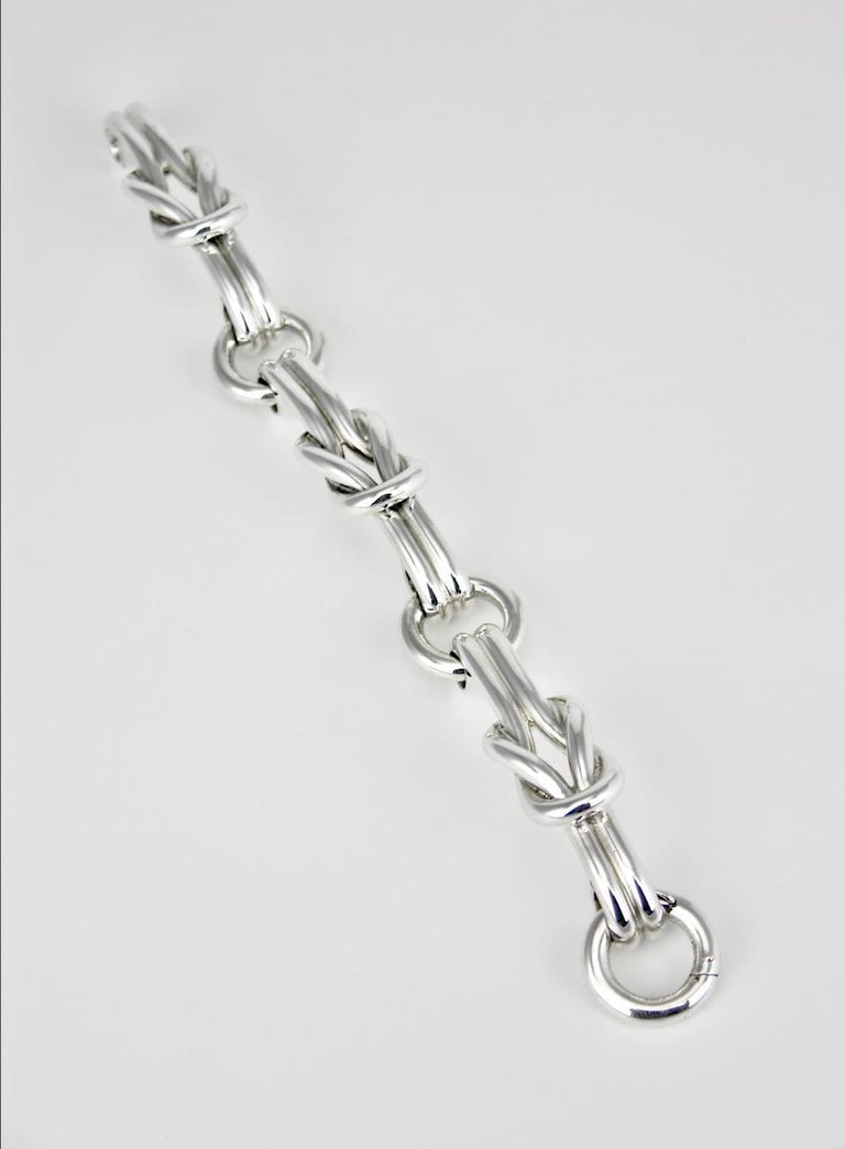Vintage Gucci Sterling Silver Hercules Knot Link Designer Bracelet, 1960s, Italy at 1stDibs