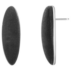 Pendientes vintage Gucci de plata de ley con gema de azabache de 1 pulgada de largo