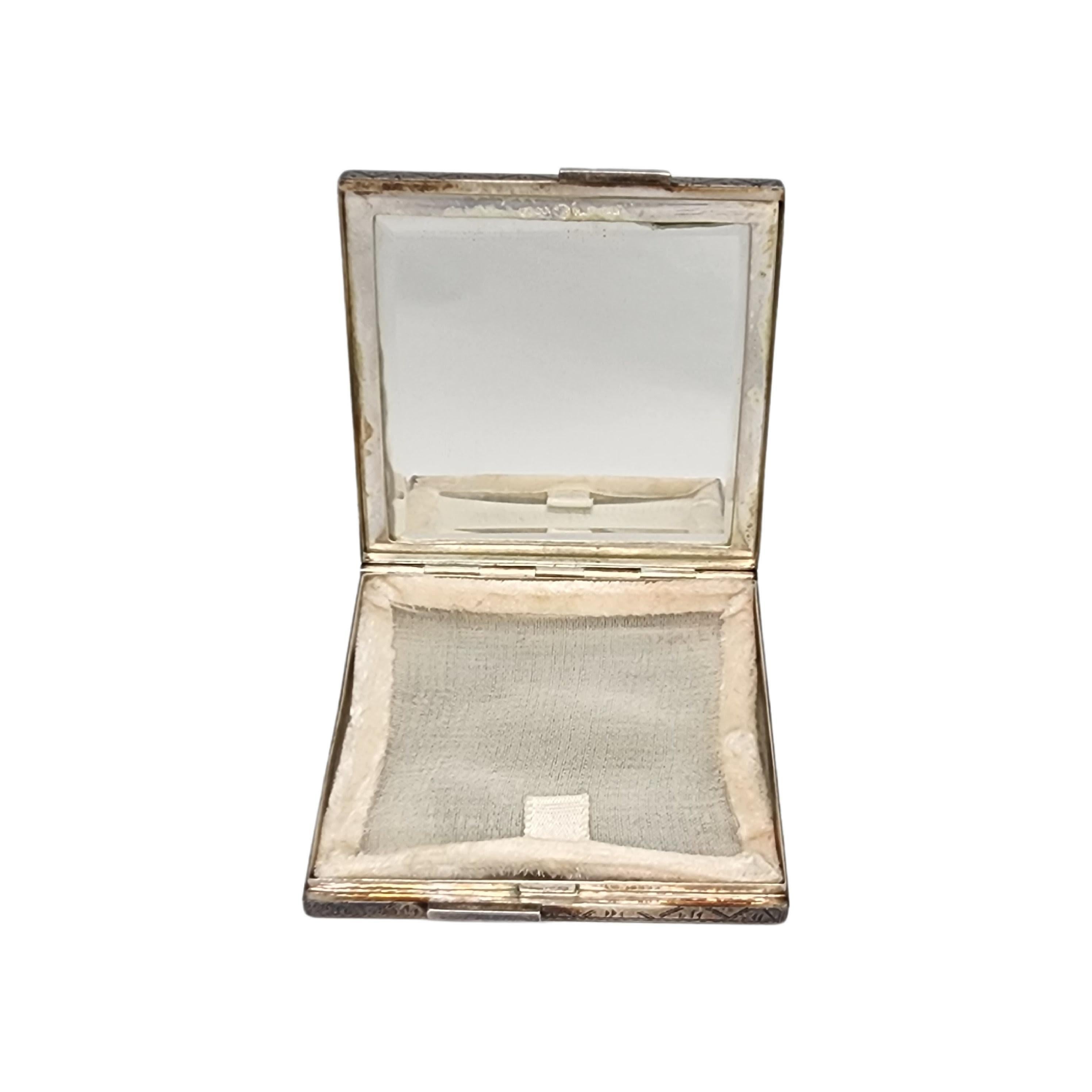 Poudrier miroir vintage Gucci en argent sterling avec strass n° 16521 en vente 1