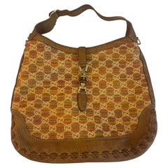 Vintage Gucci Straw and Leather GG Jackie Hobo Bag