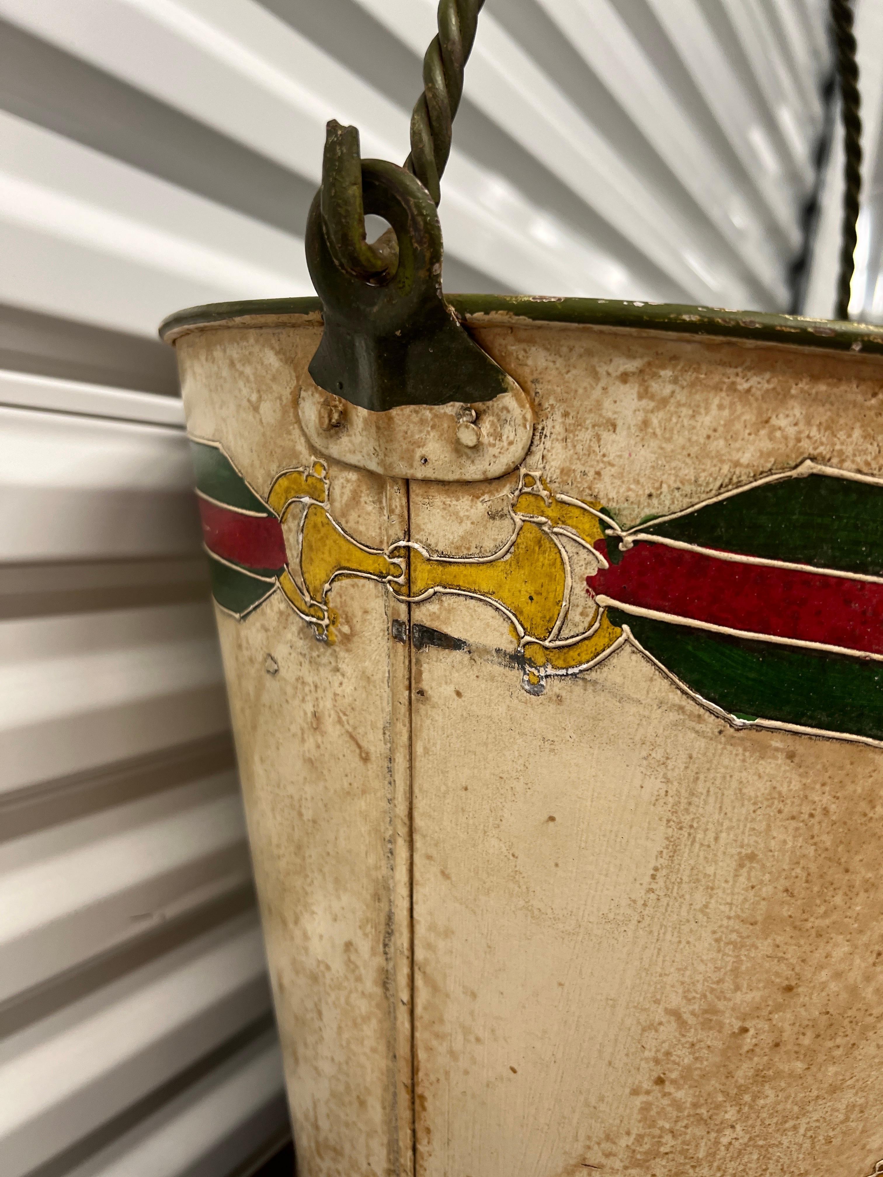 Vintage Gucci Style Hand Painted Horse Bit Bucket or Trash Can For Sale 3