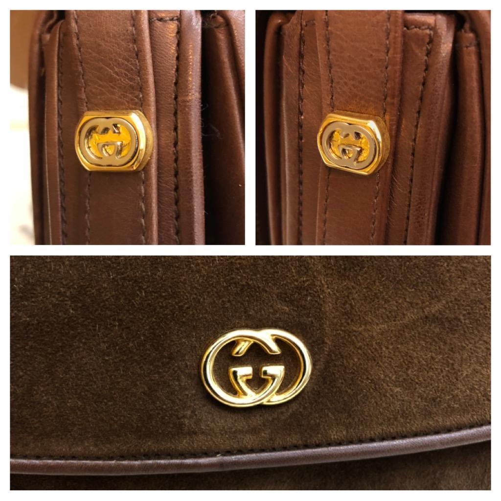 Vintage GUCCI Nubuck Leather Box Shoulder Bag Chocolate Brown 5