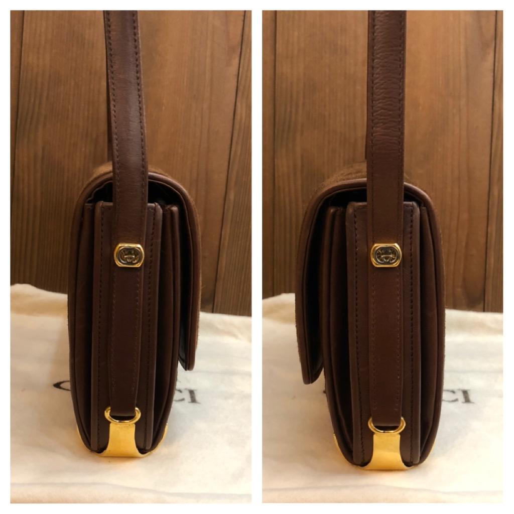 Vintage GUCCI Nubuck Leather Box Shoulder Bag Chocolate Brown 2