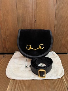 Vintage GUCCI Suede Horsebit Belt Bag Black