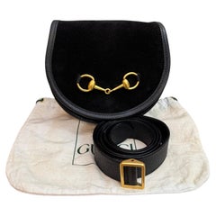 Vintage GUCCI Suede Horsebit Belt Bag Black