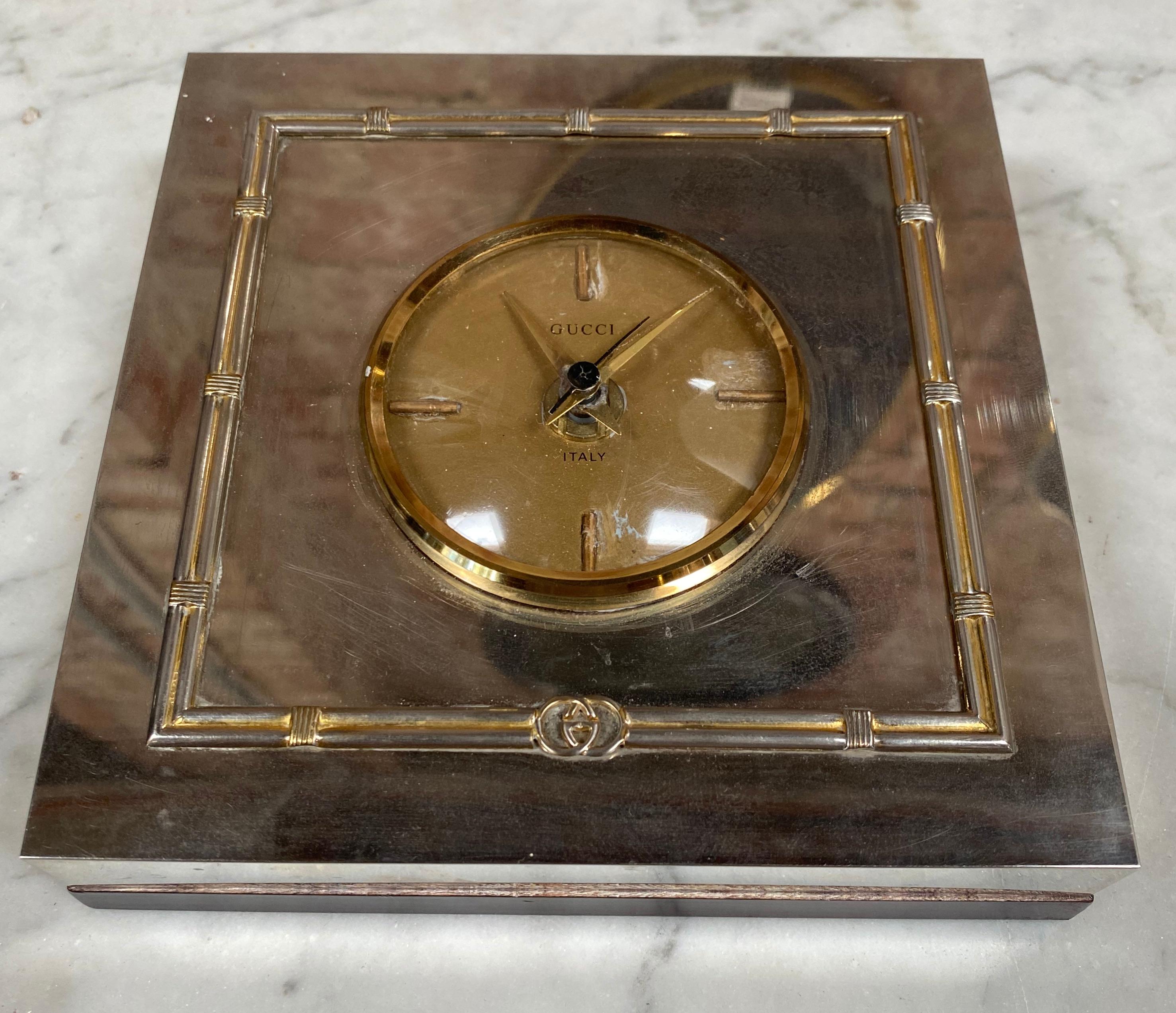 Mid-Century Modern Vintage Gucci Table Clock, 1970s